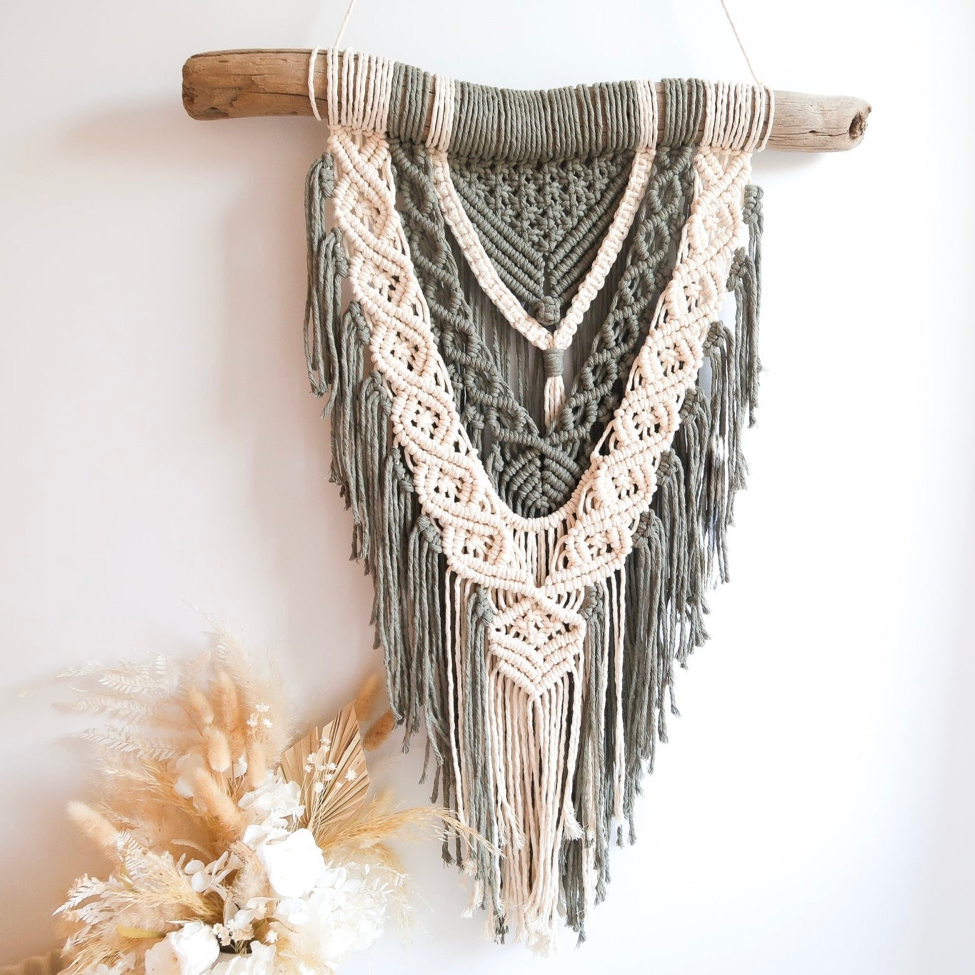 Macrame Wall Hanging | Hand Woven - Olive