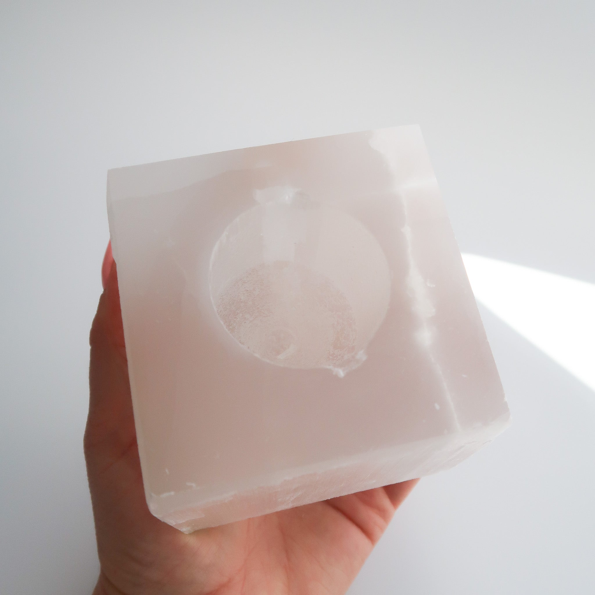 Selenite Cube Tea Light Holder - DAMAGED - DISCOUNTED
