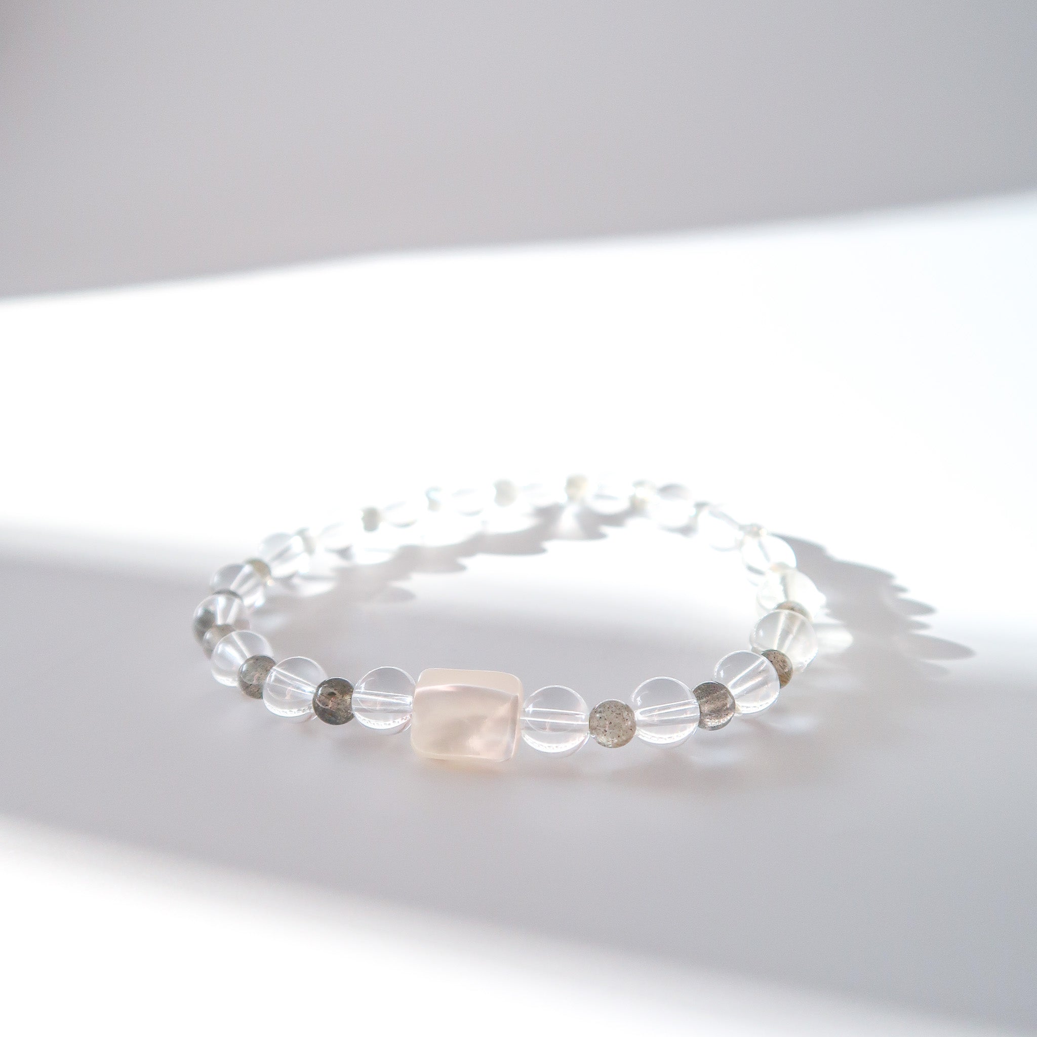 Clear Quartz, Labradorite & Mother of Pearl Bracelet