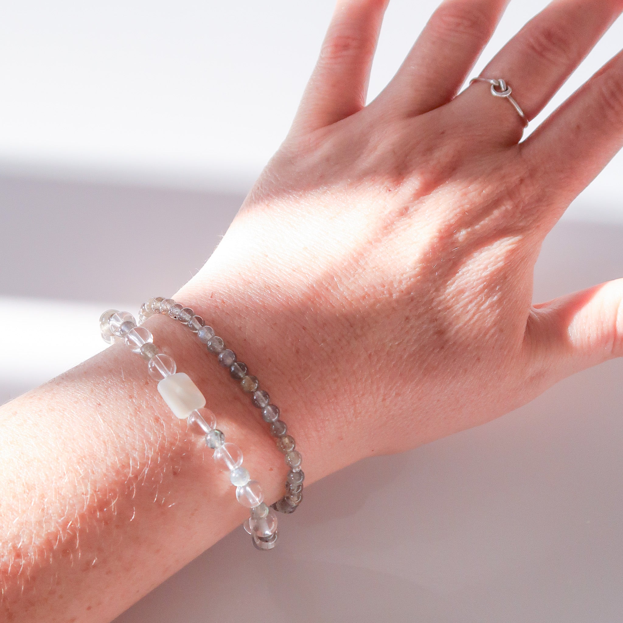 Clear Quartz, Labradorite & Mother of Pearl Bracelet