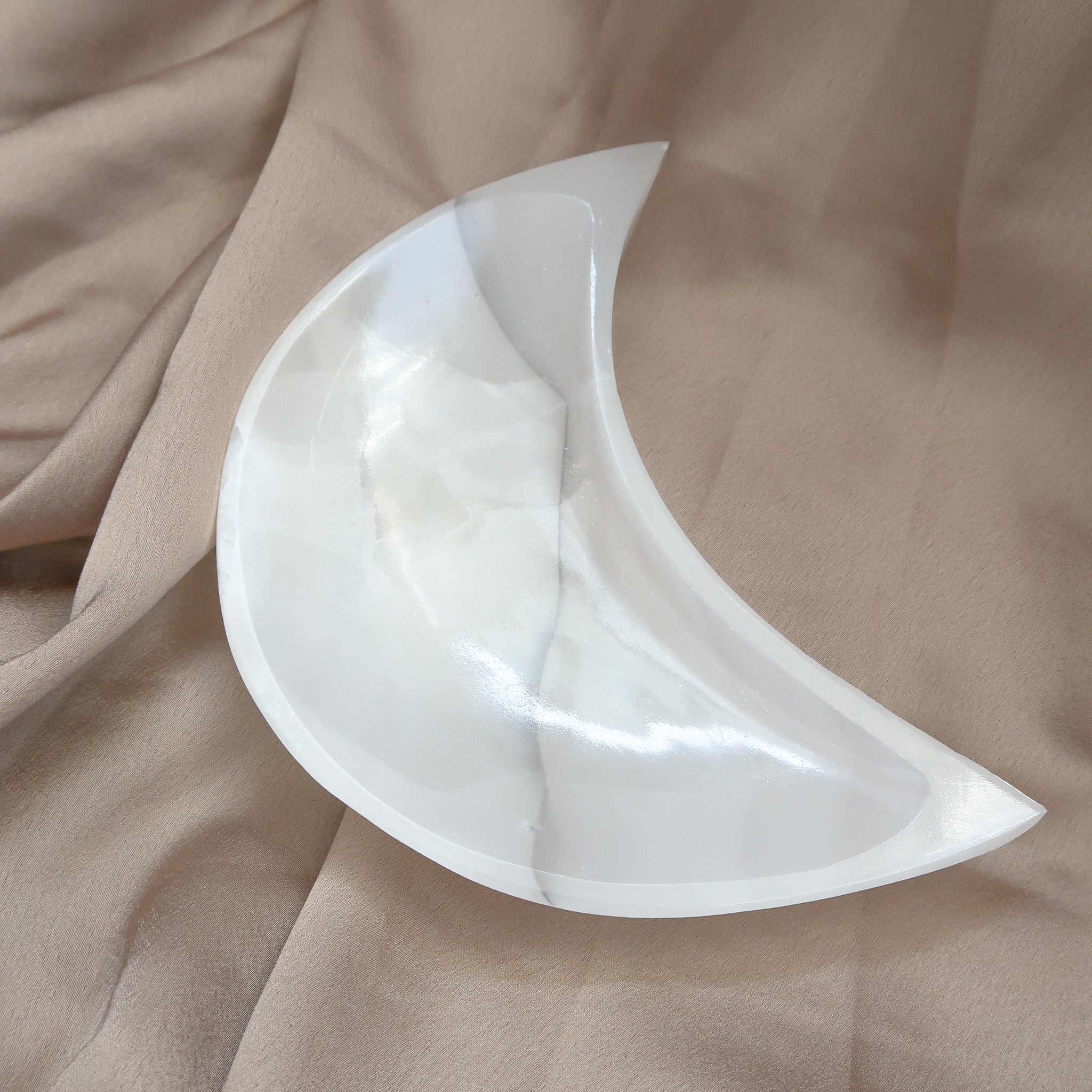 White Onyx Crescent Moon Dish