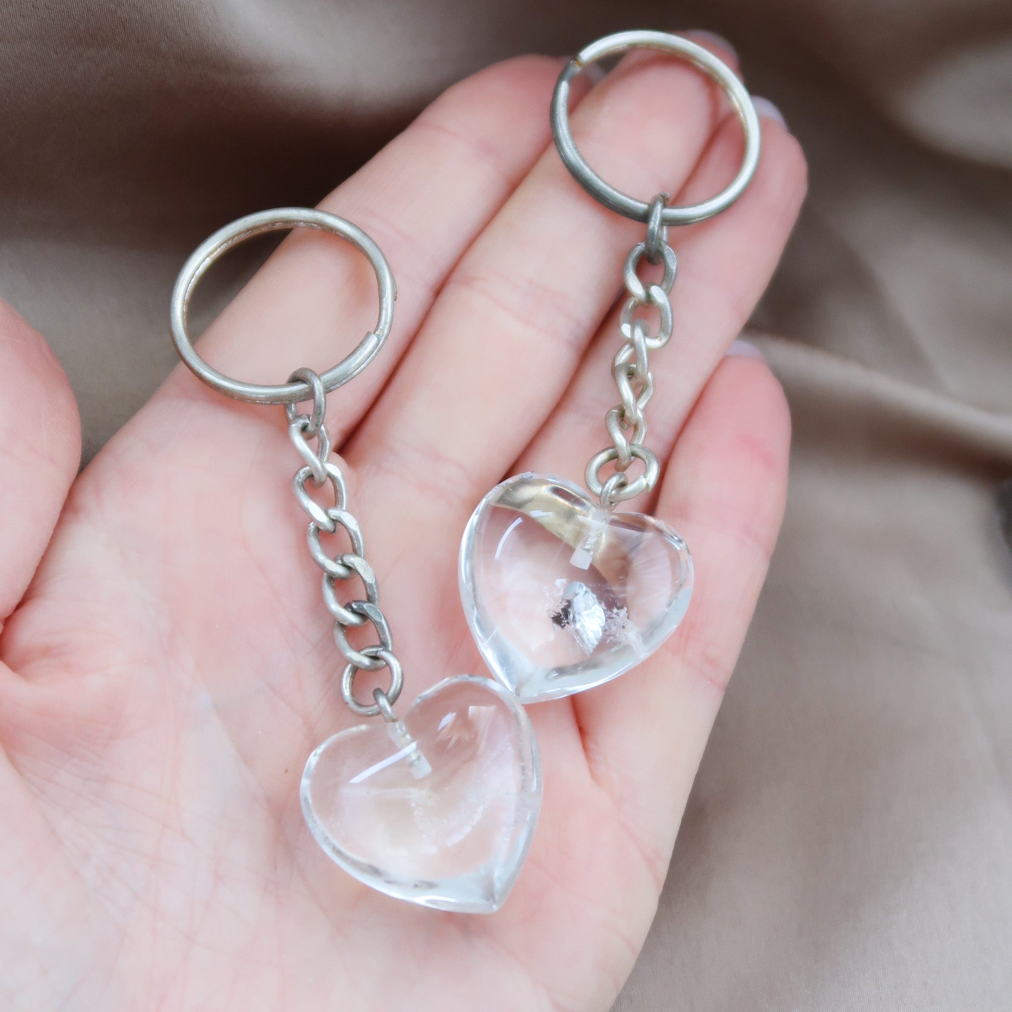 Clear Quartz Heart Key Chain