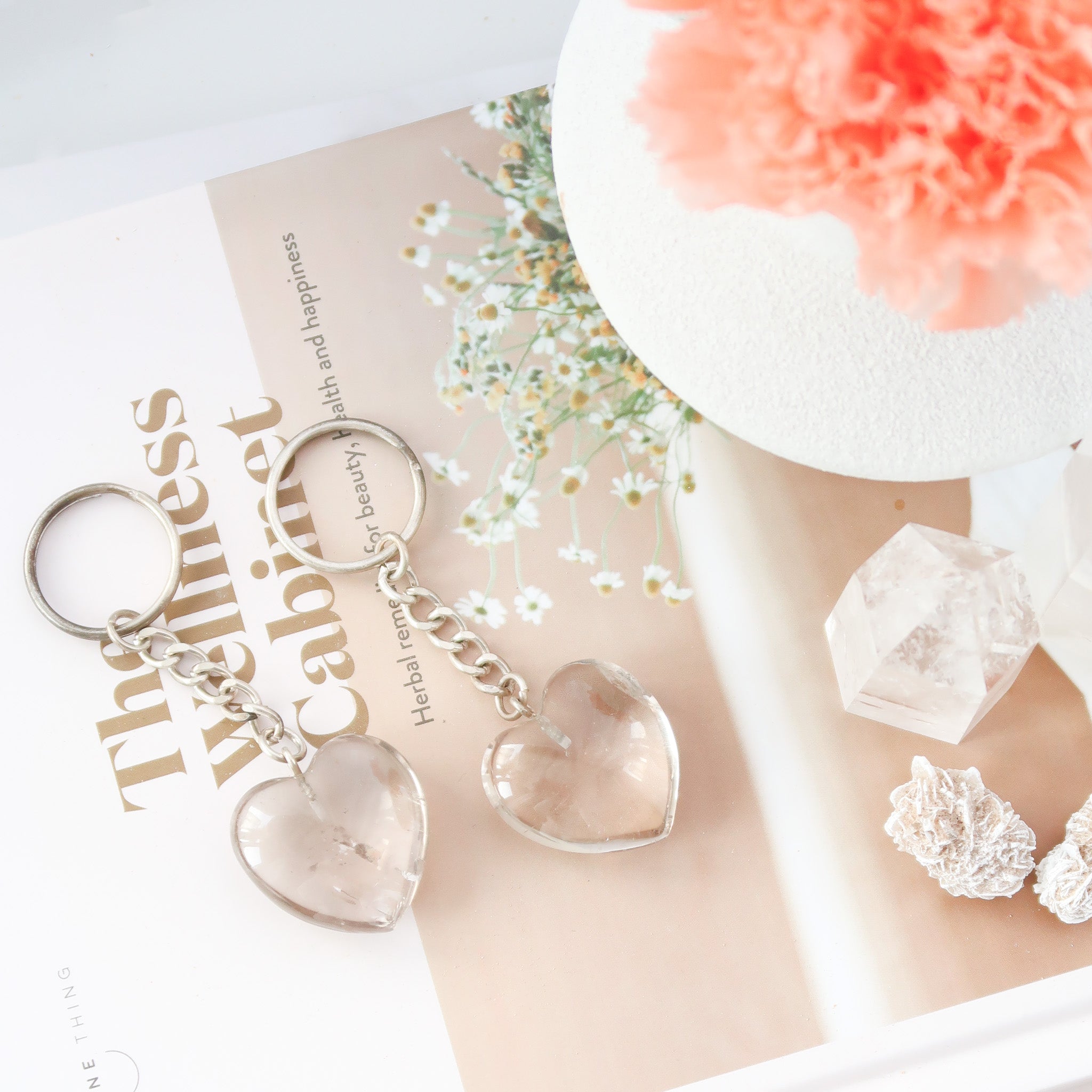 Smoky Quartz Heart Key Ring