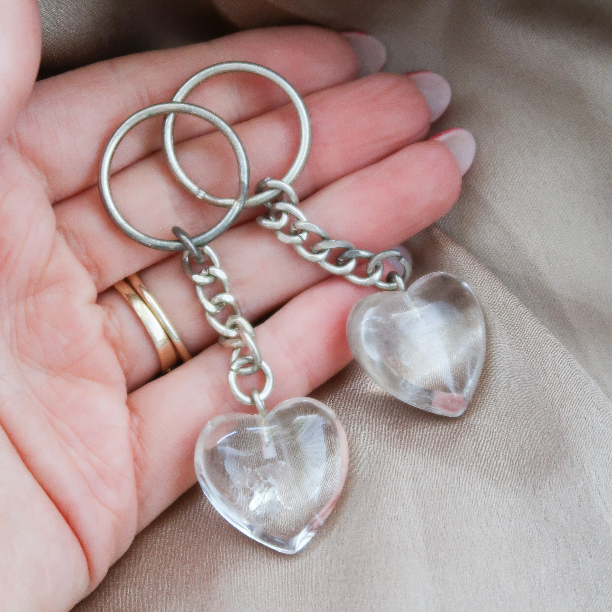 Smoky Quartz Heart Key Ring