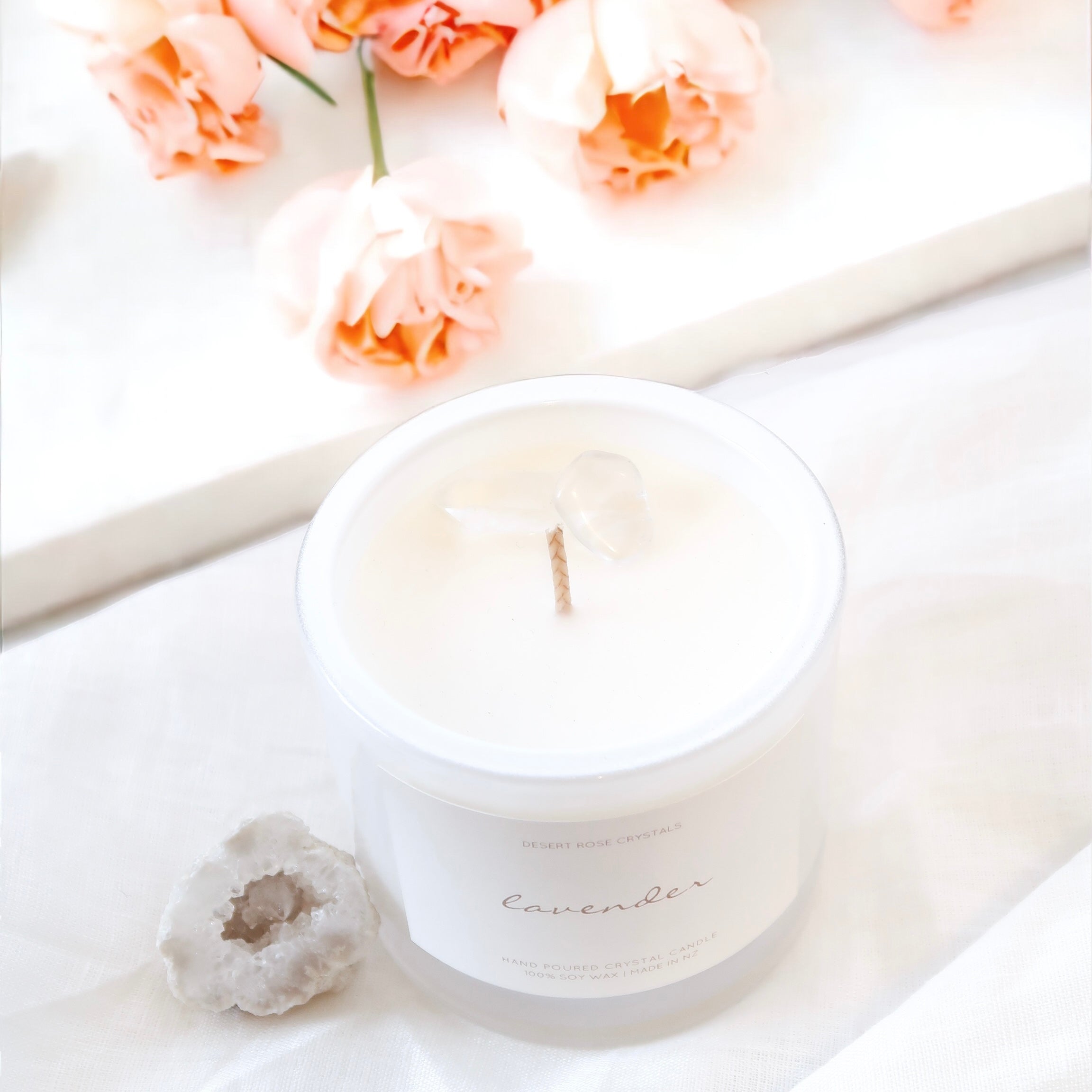 Lavender | Clear Quartz Crystal Candle