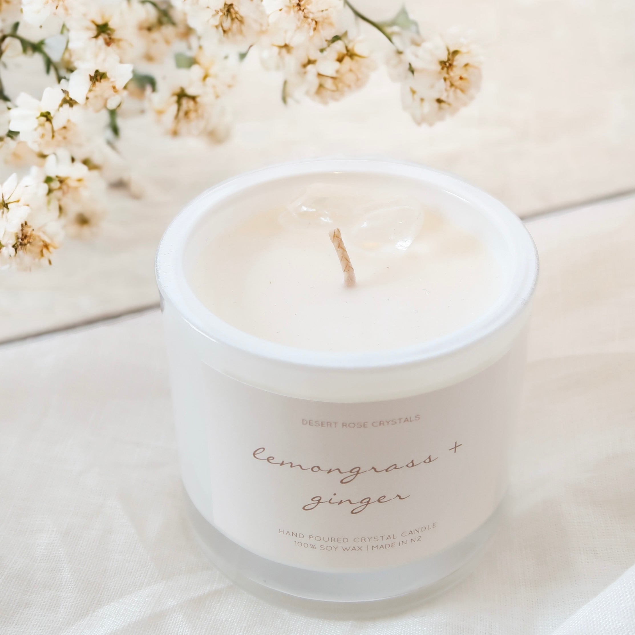 Lemongrass & Ginger | Clear Quartz Crystal Candle