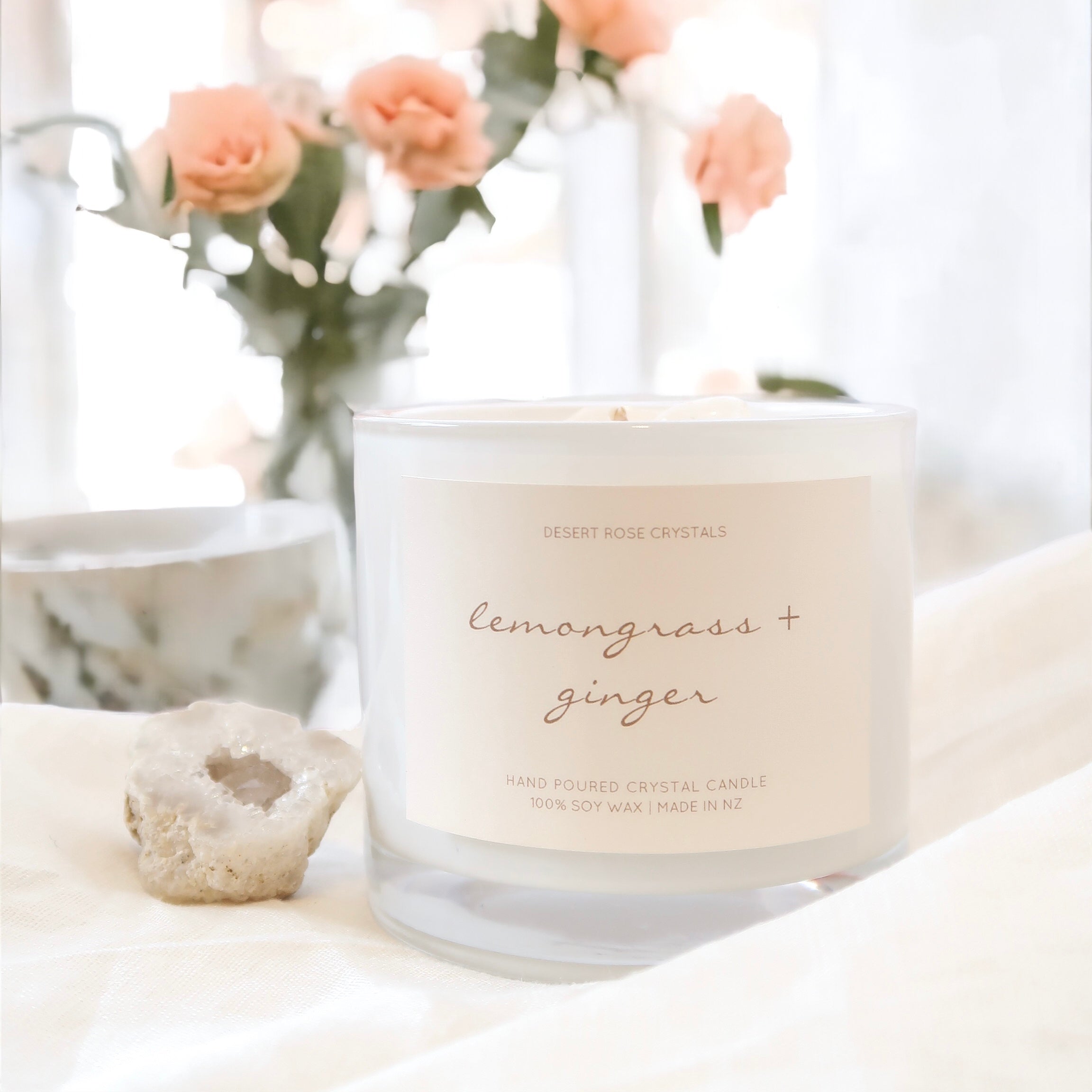 Lemongrass & Ginger | Clear Quartz Crystal Candle