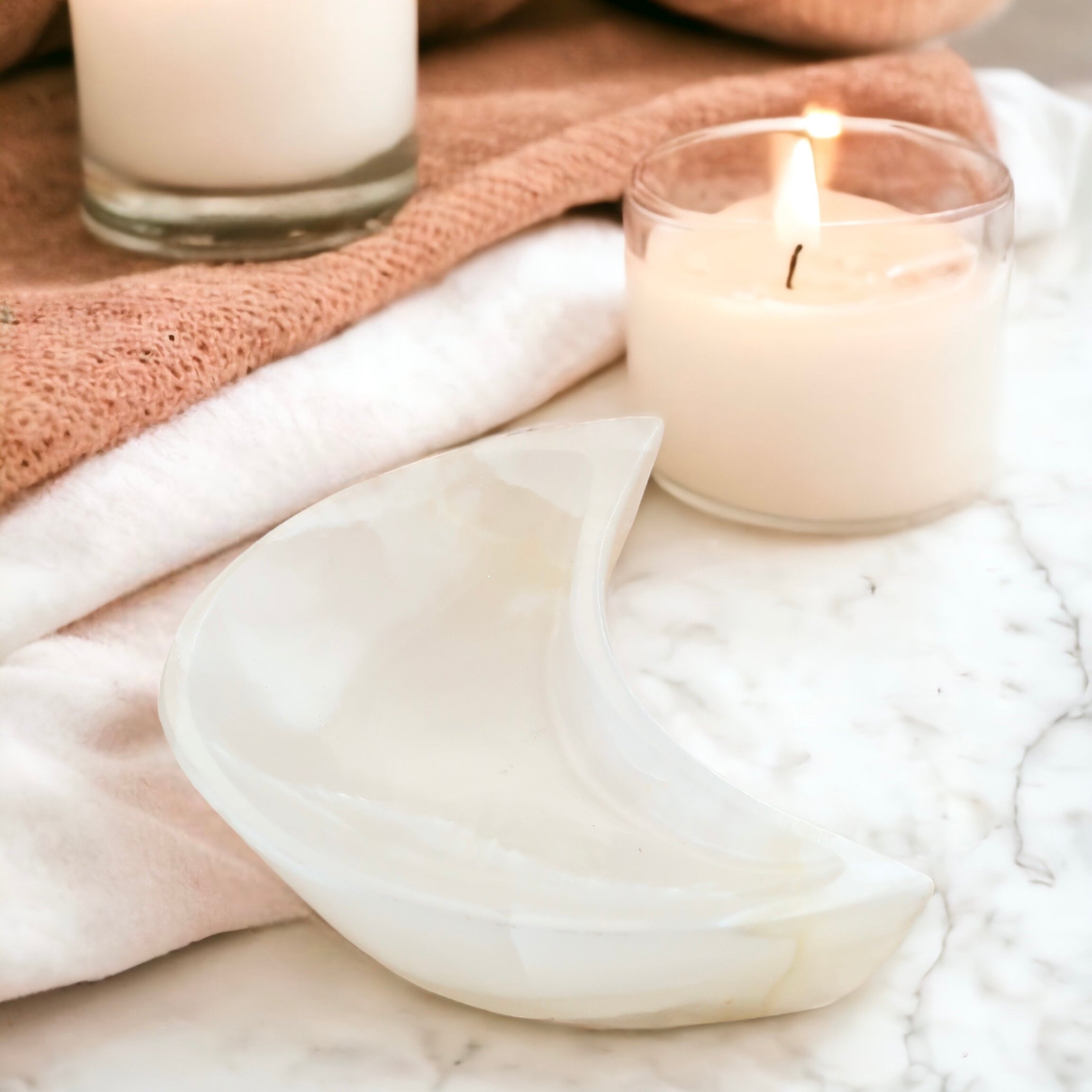 White Onyx Crescent Moon Dish