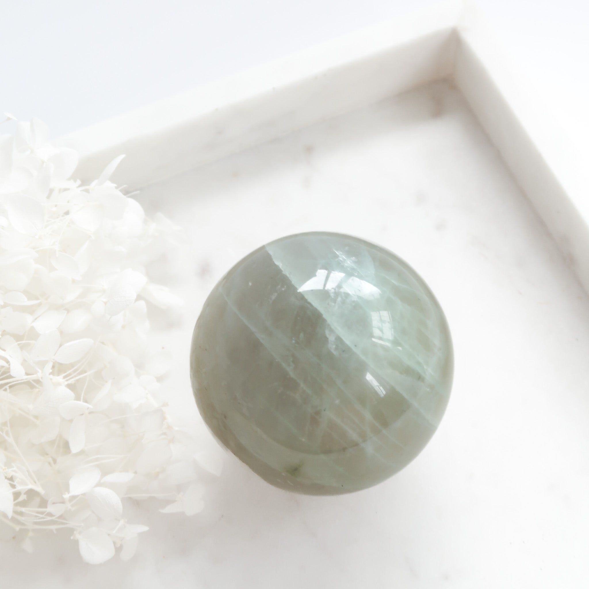 Natural Polished Green Moonstone Crystal Sphere