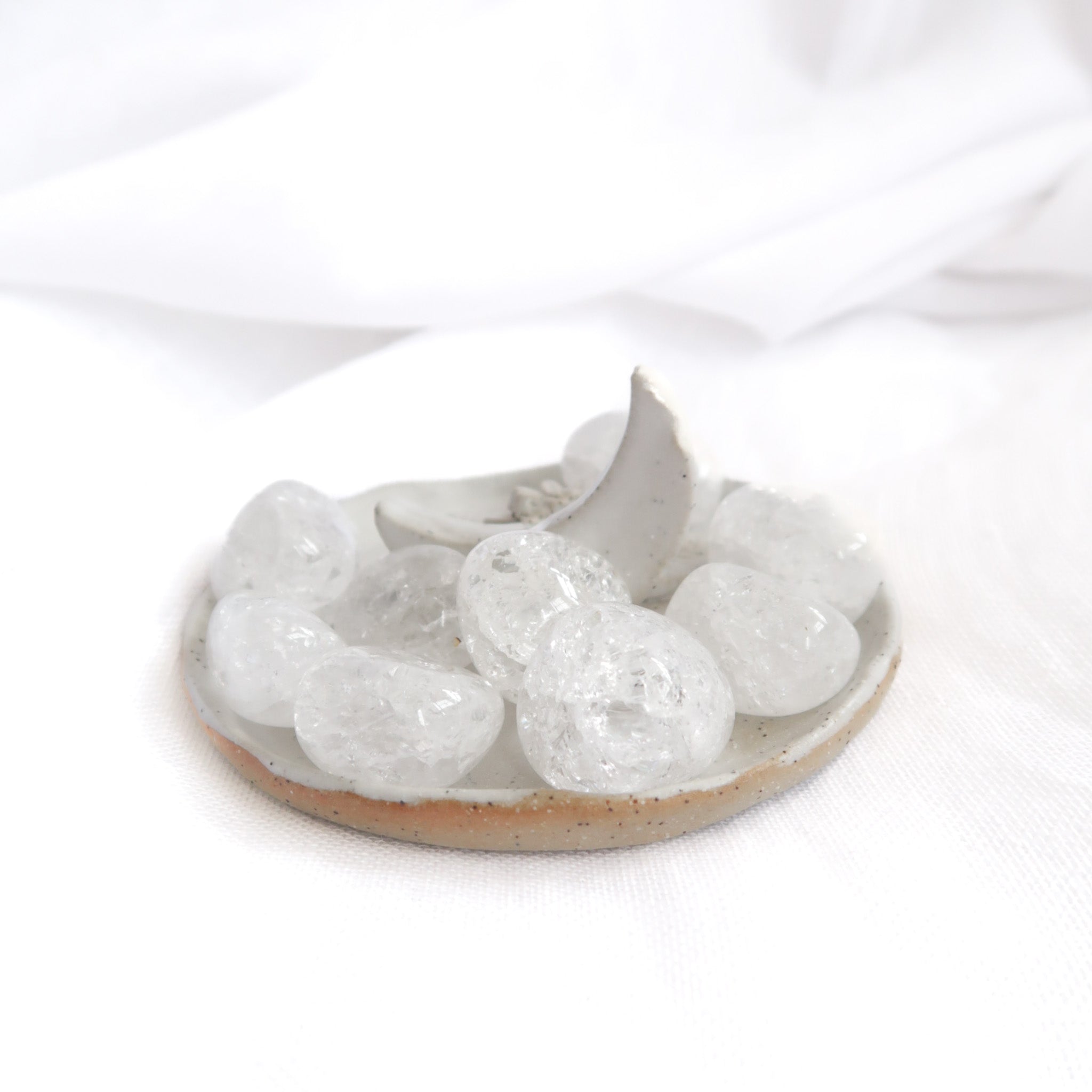 Small Natural Polished Fire and Ice Quartz Crystal Tumble Stones
