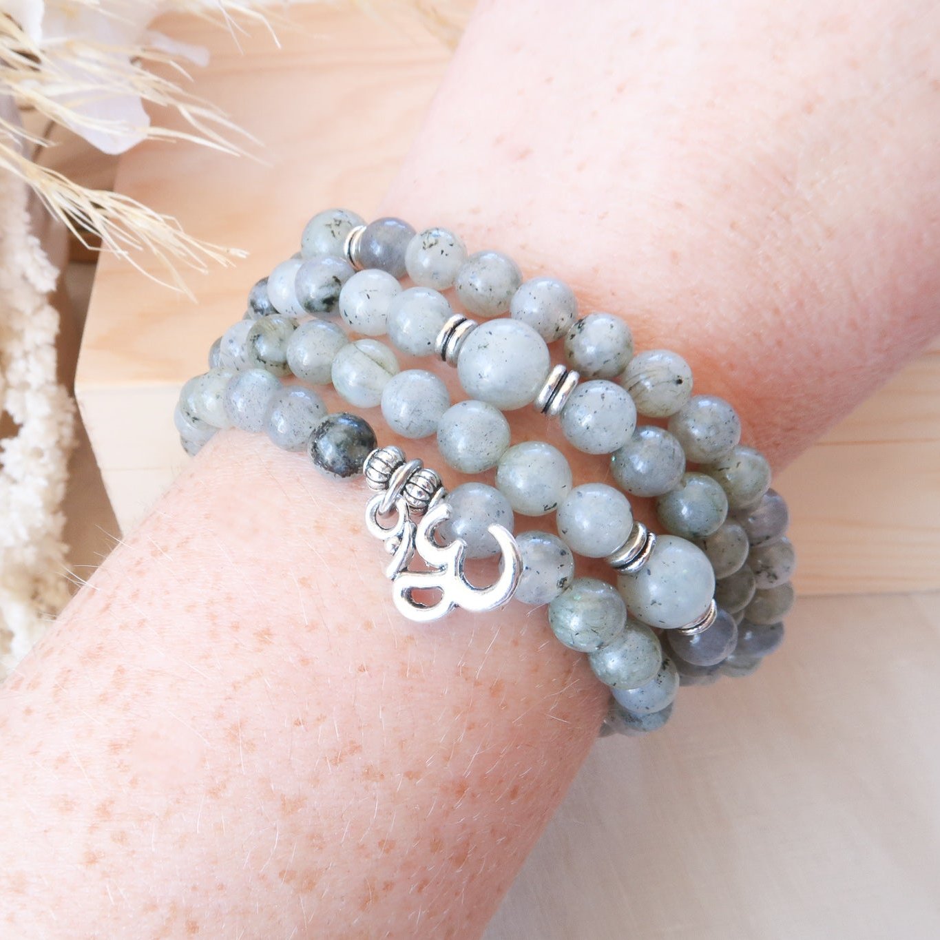 108 Labradorite Mala Bead Necklace/Bracelet.