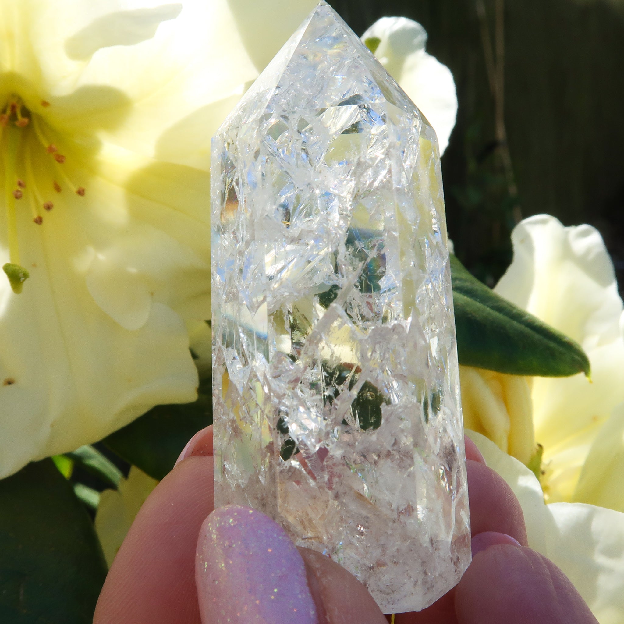 Fire & Ice Quartz Point (Crackle Quartz)
