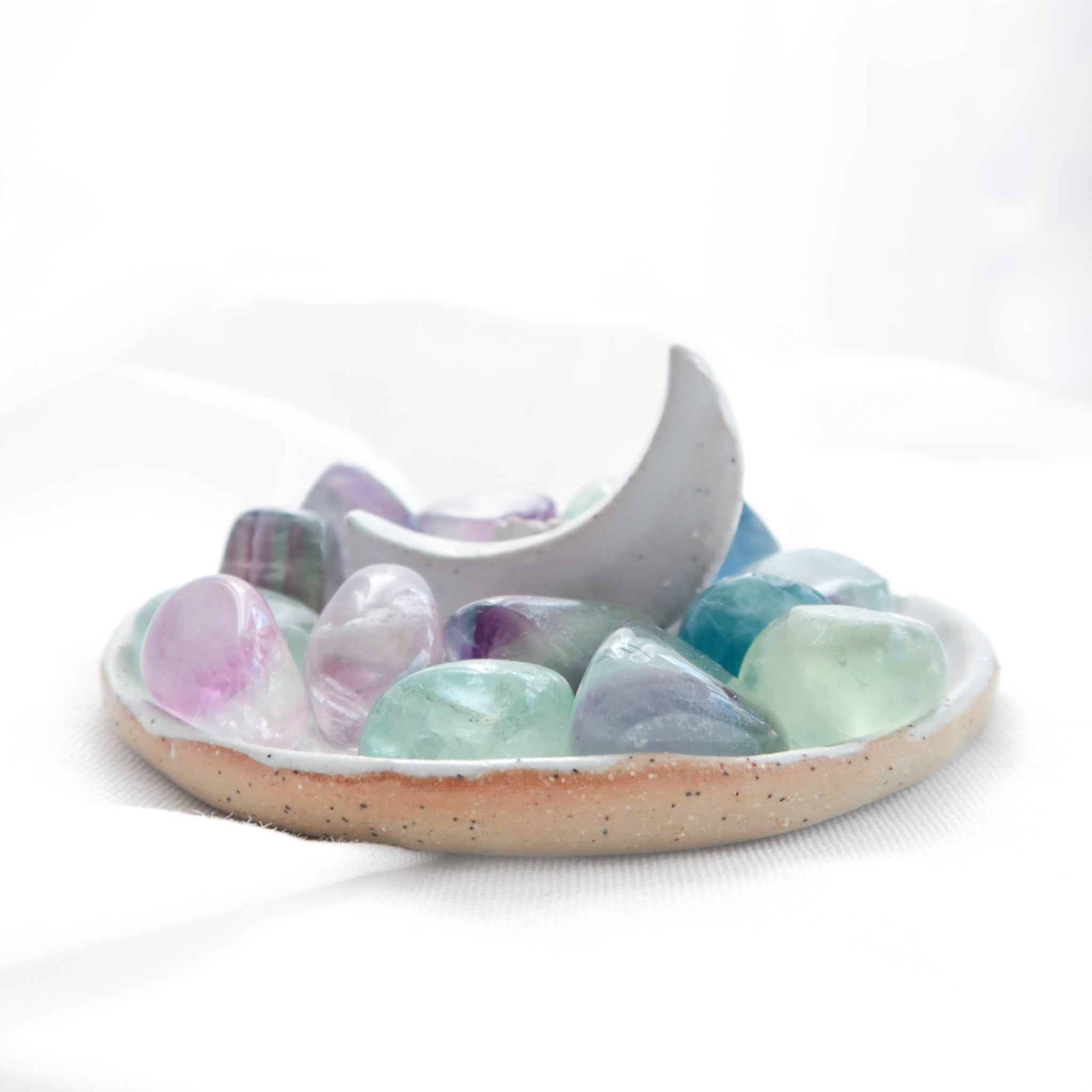 Natural Small Polished Green, Blue and Purple Fluorite Crystal Tumble Stones