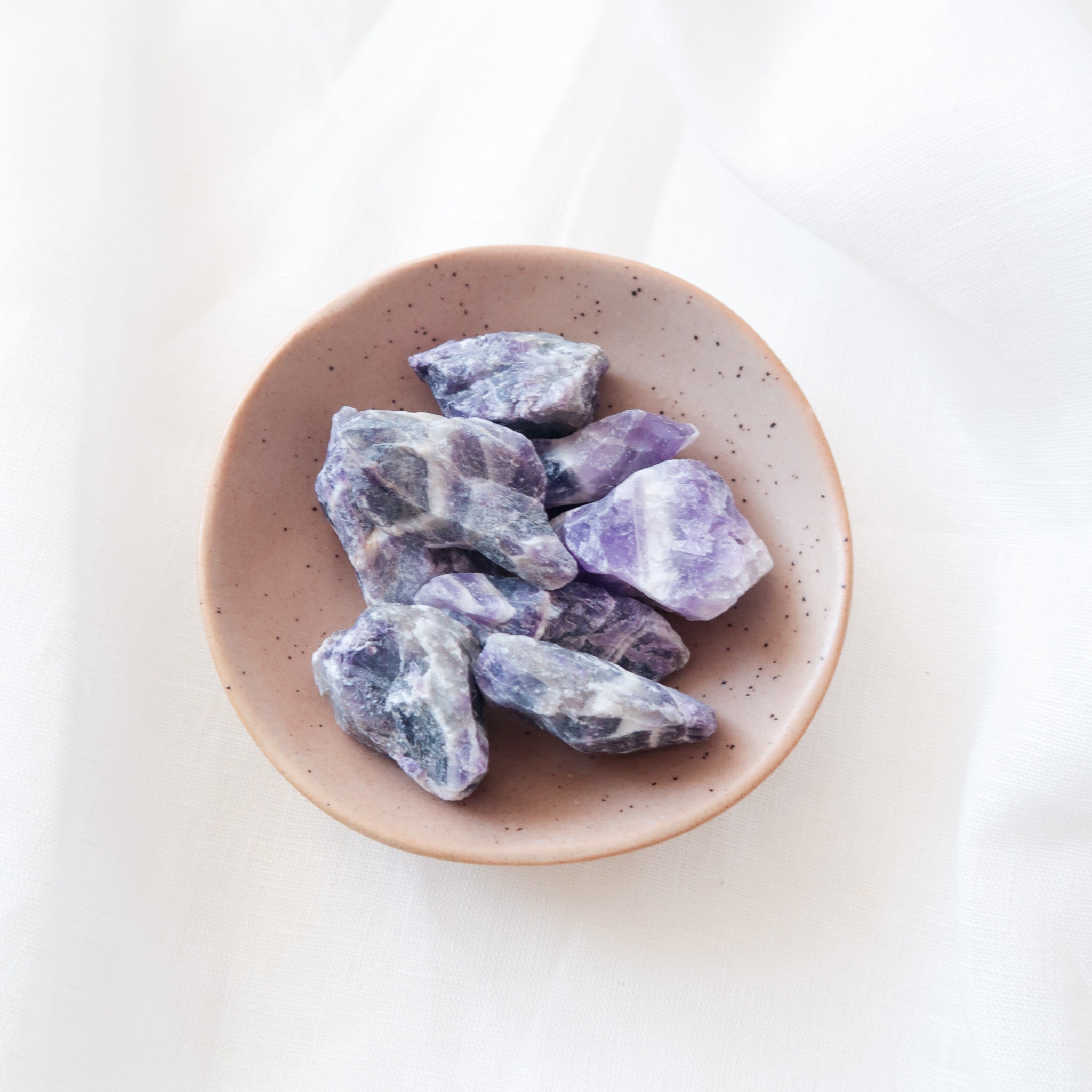 Small Natural Rough Purple and White Chevron Amethyst Crystal Pieces