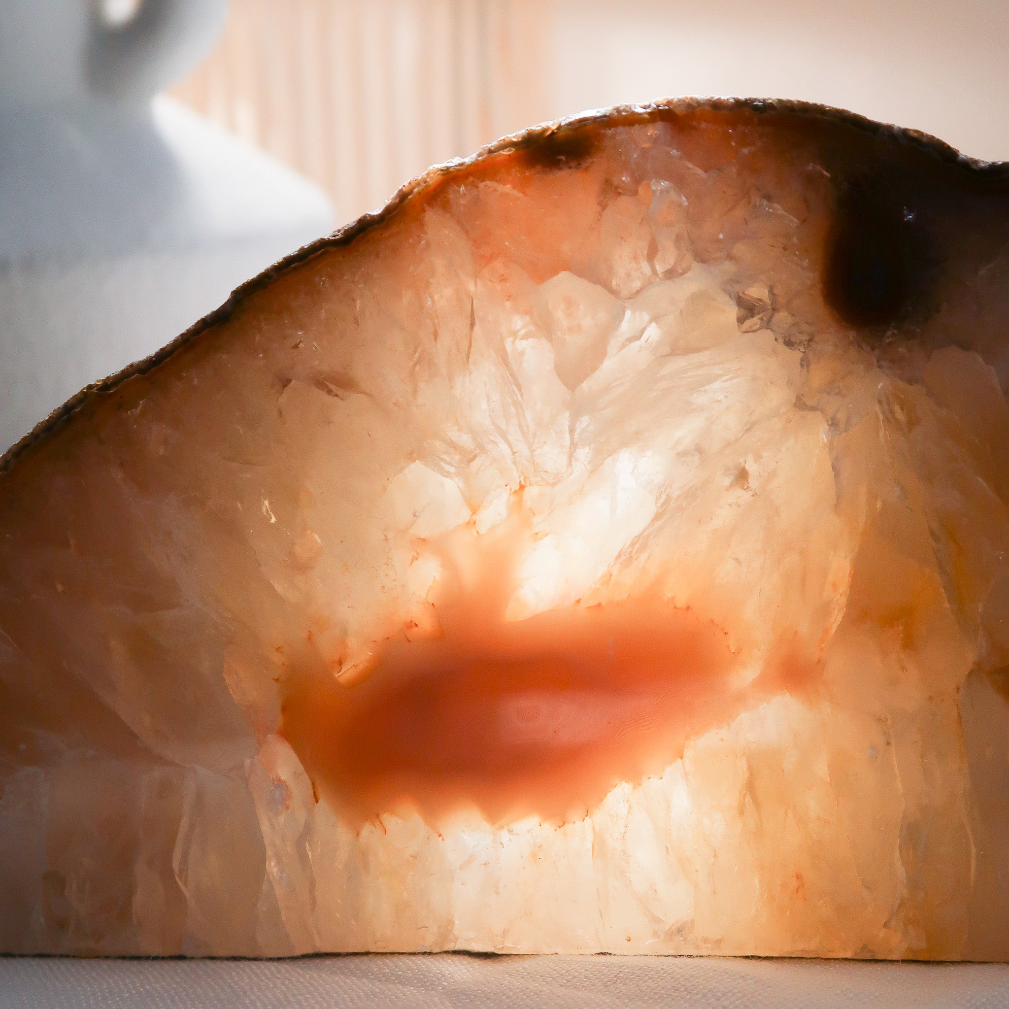 Large Natural Brown and Orange Sunset Agate Tea Light Holder