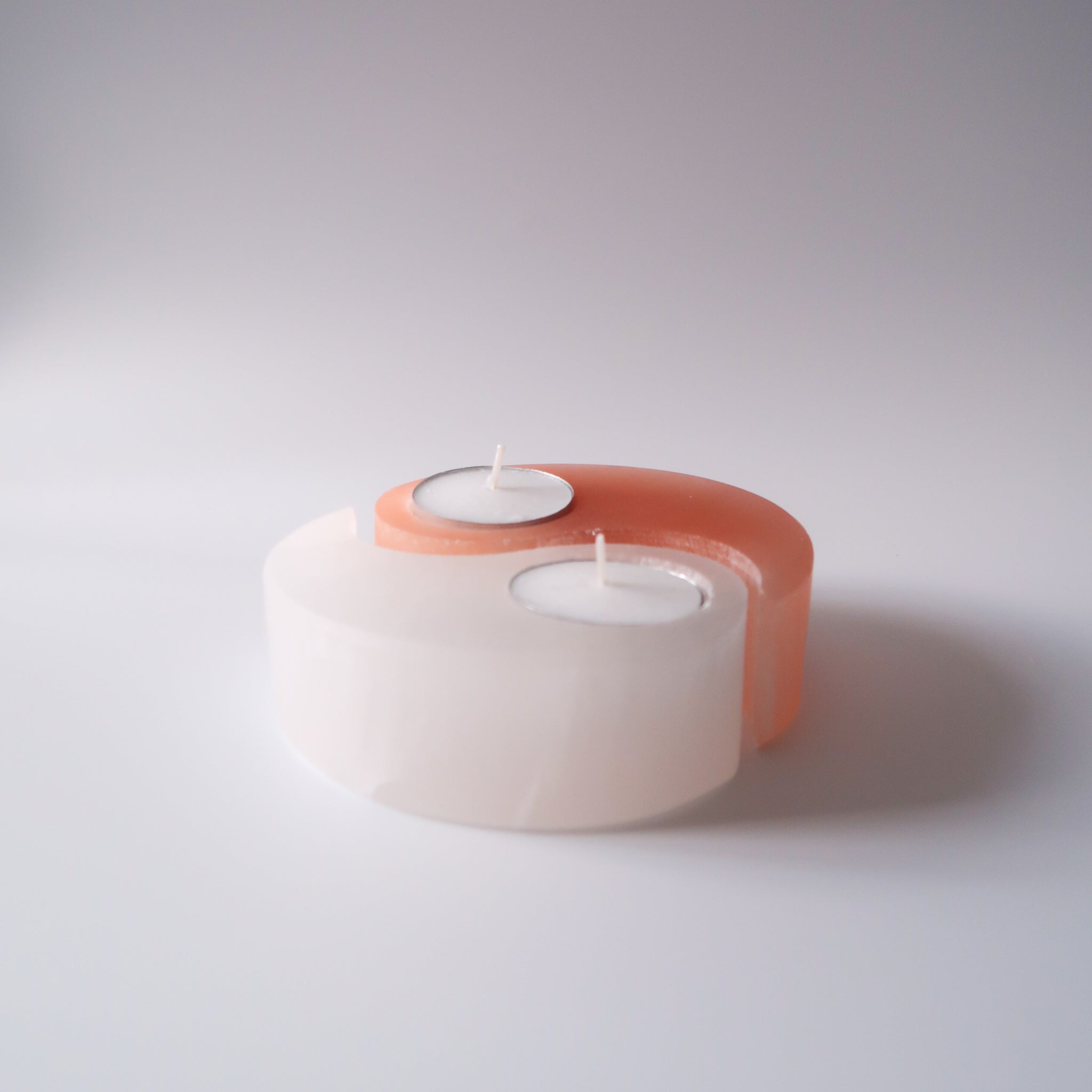 Selenite Tea Light Holder | Yin & Yang