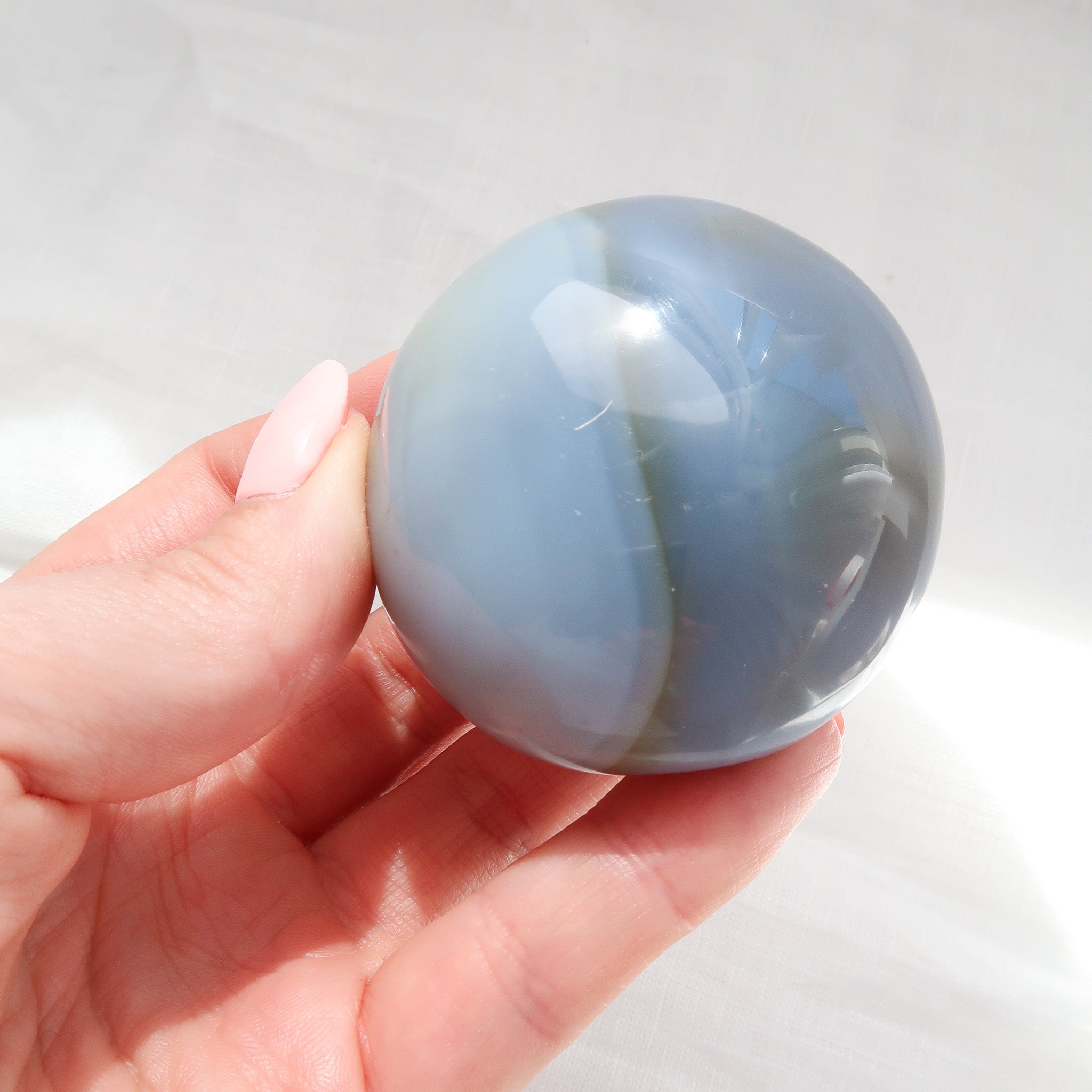 Natural Blue Agate Polished Palm Stone