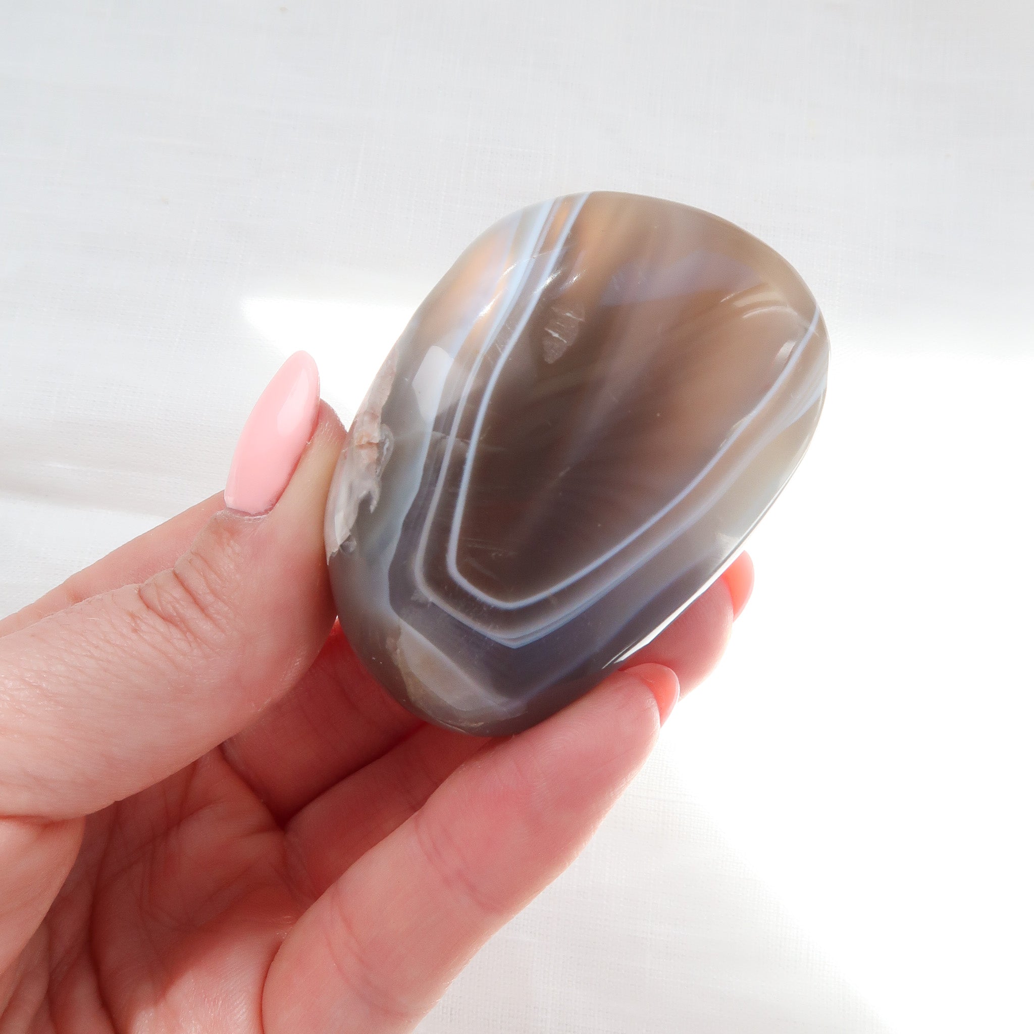Natural Brown Agate Polished Palm Stone