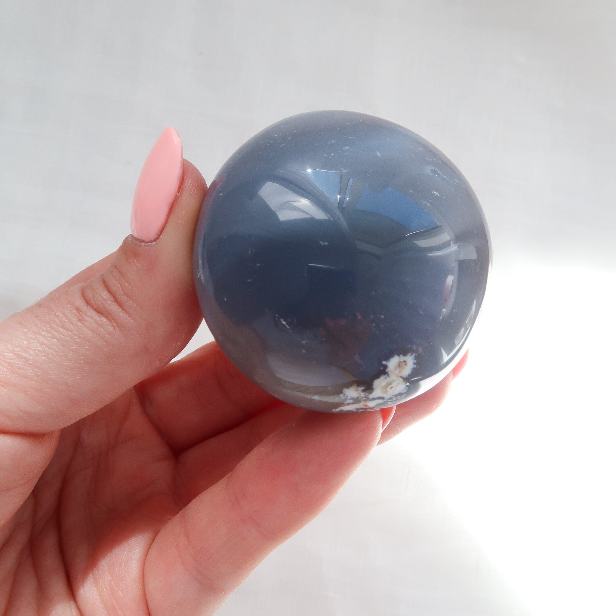 Natural Blue Agate Polished Palm Stone