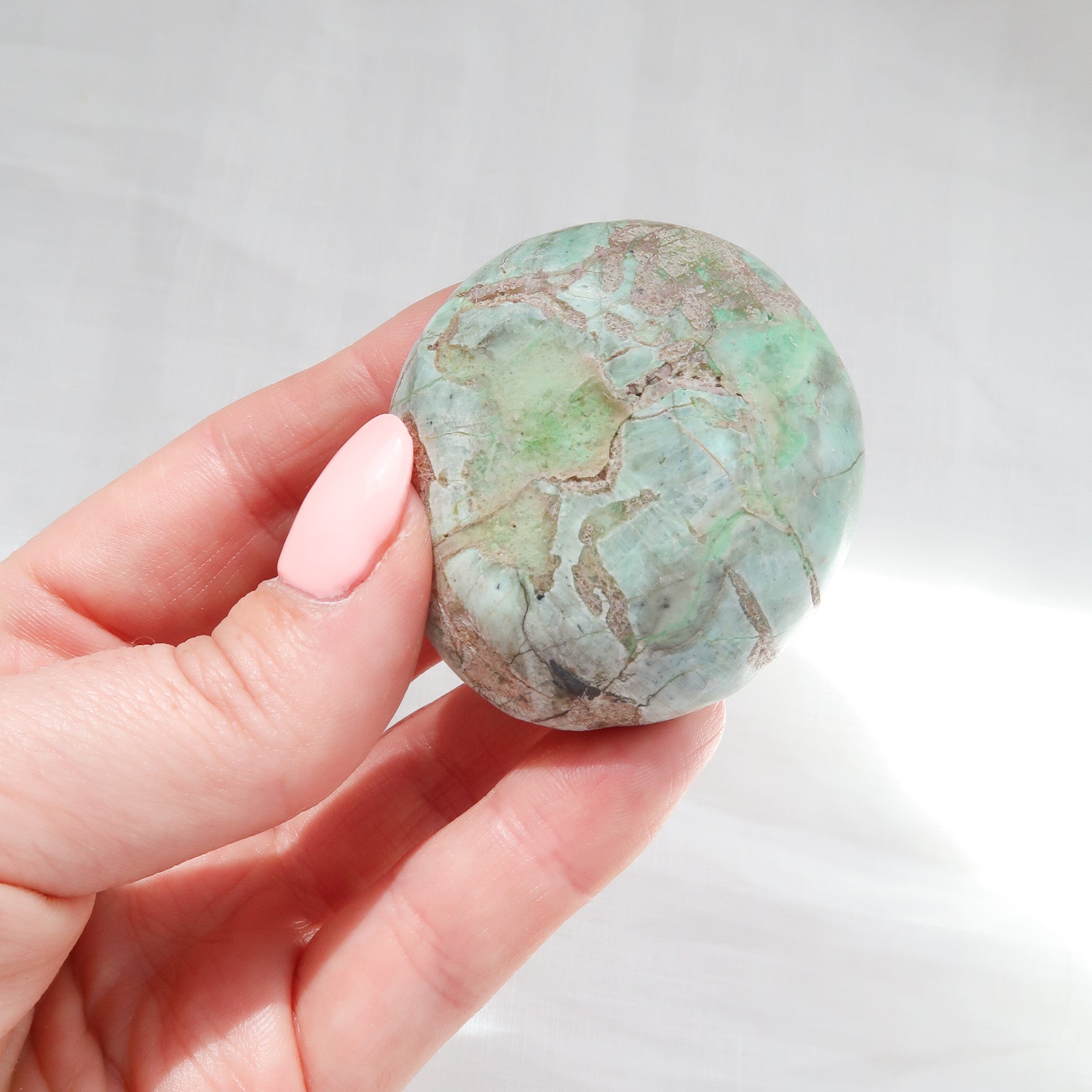 Green Moonstone Palm Stone