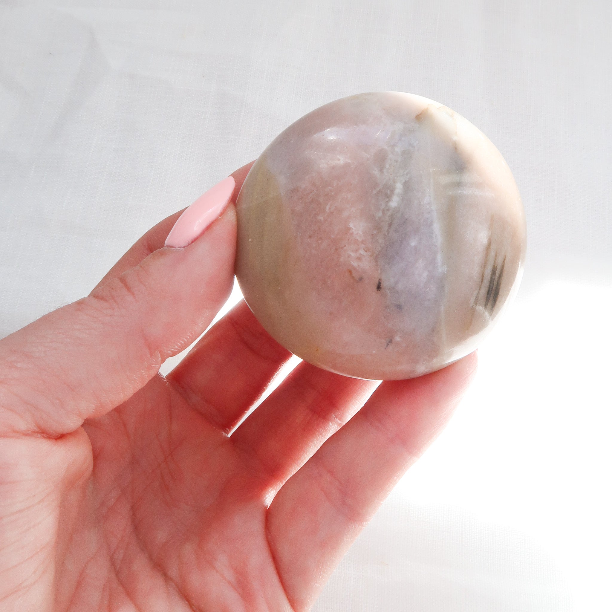 Black & Pink Moonstone Palm Stone