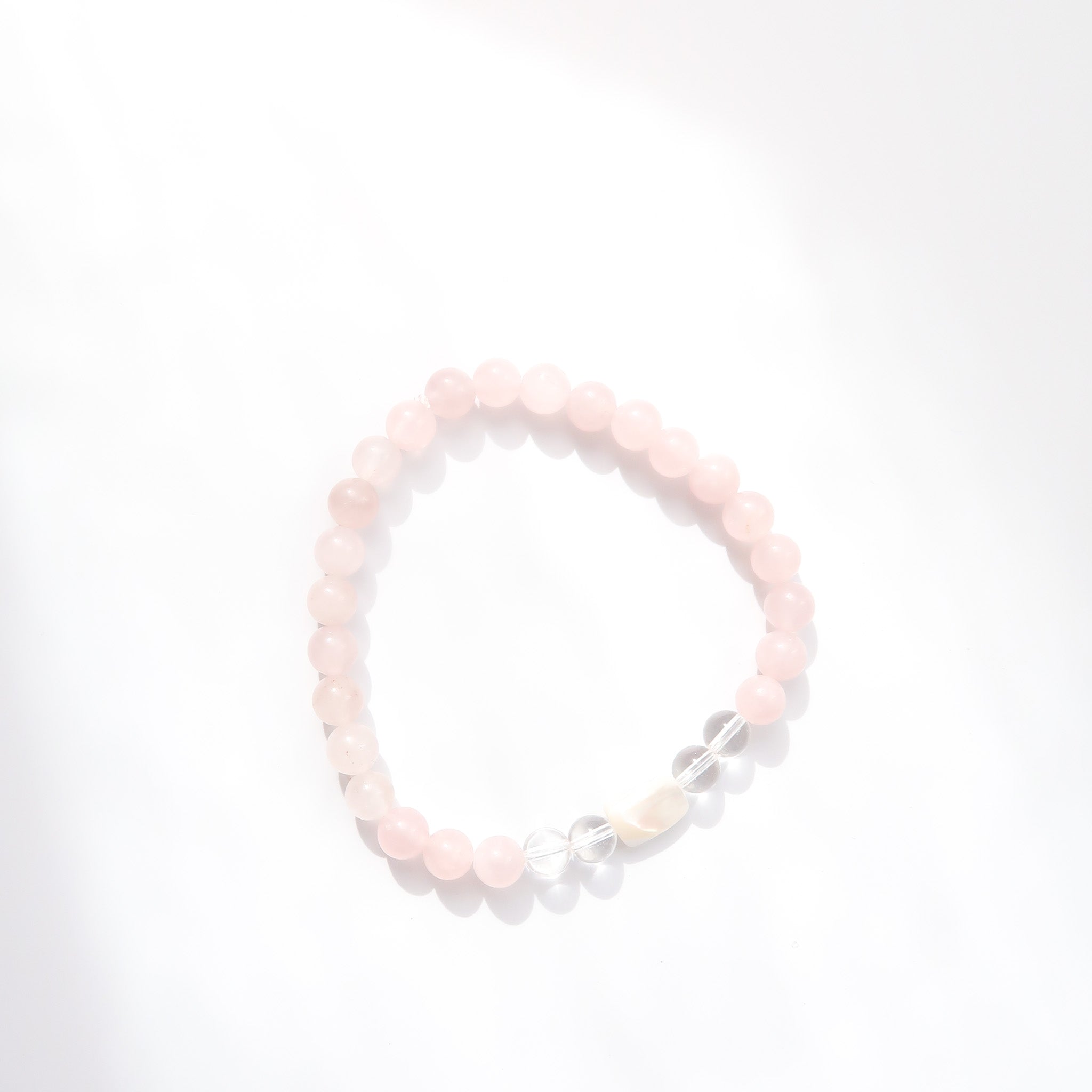 Rose Quartz & Clear Quartz with Mother of Pearl Bracelet