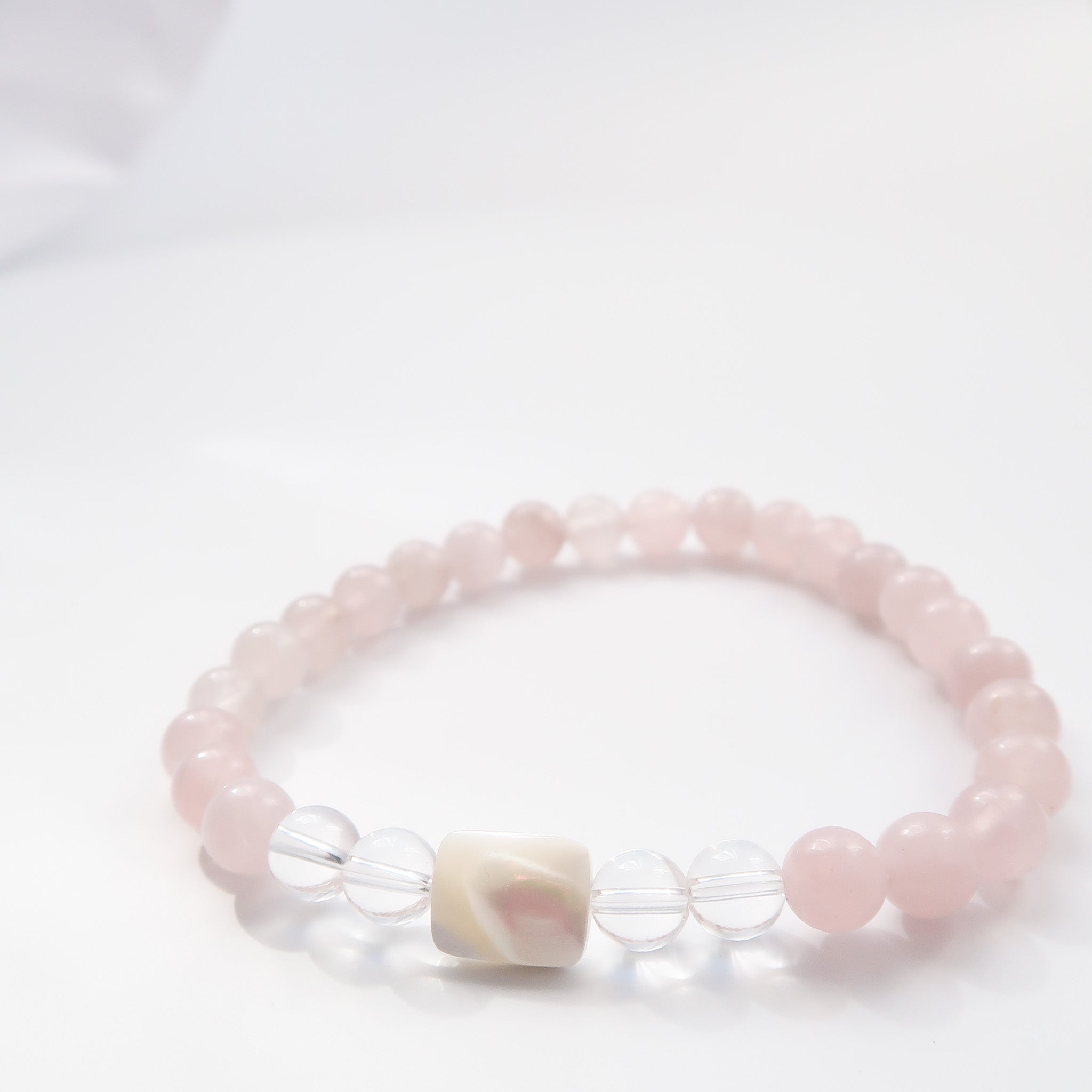 Rose Quartz & Clear Quartz with Mother of Pearl Bracelet
