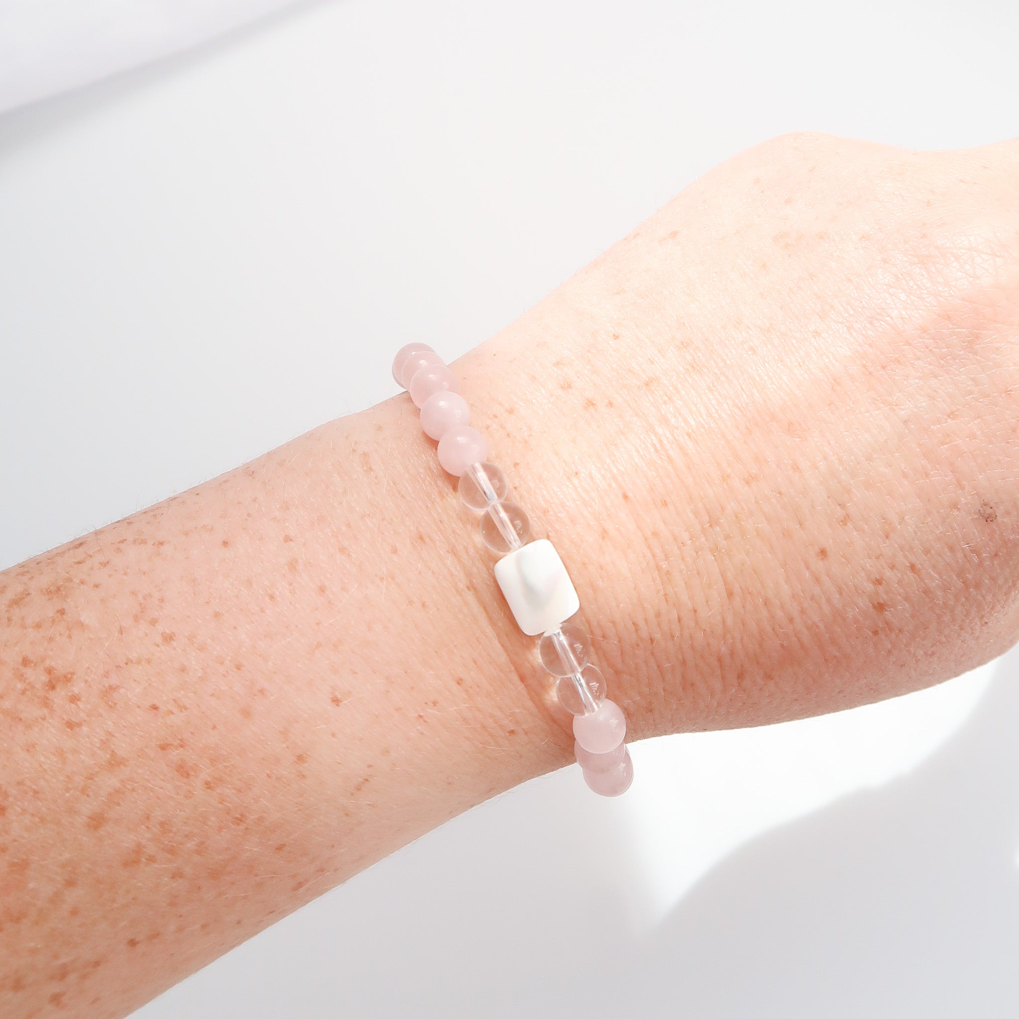 Rose Quartz & Clear Quartz with Mother of Pearl Bracelet