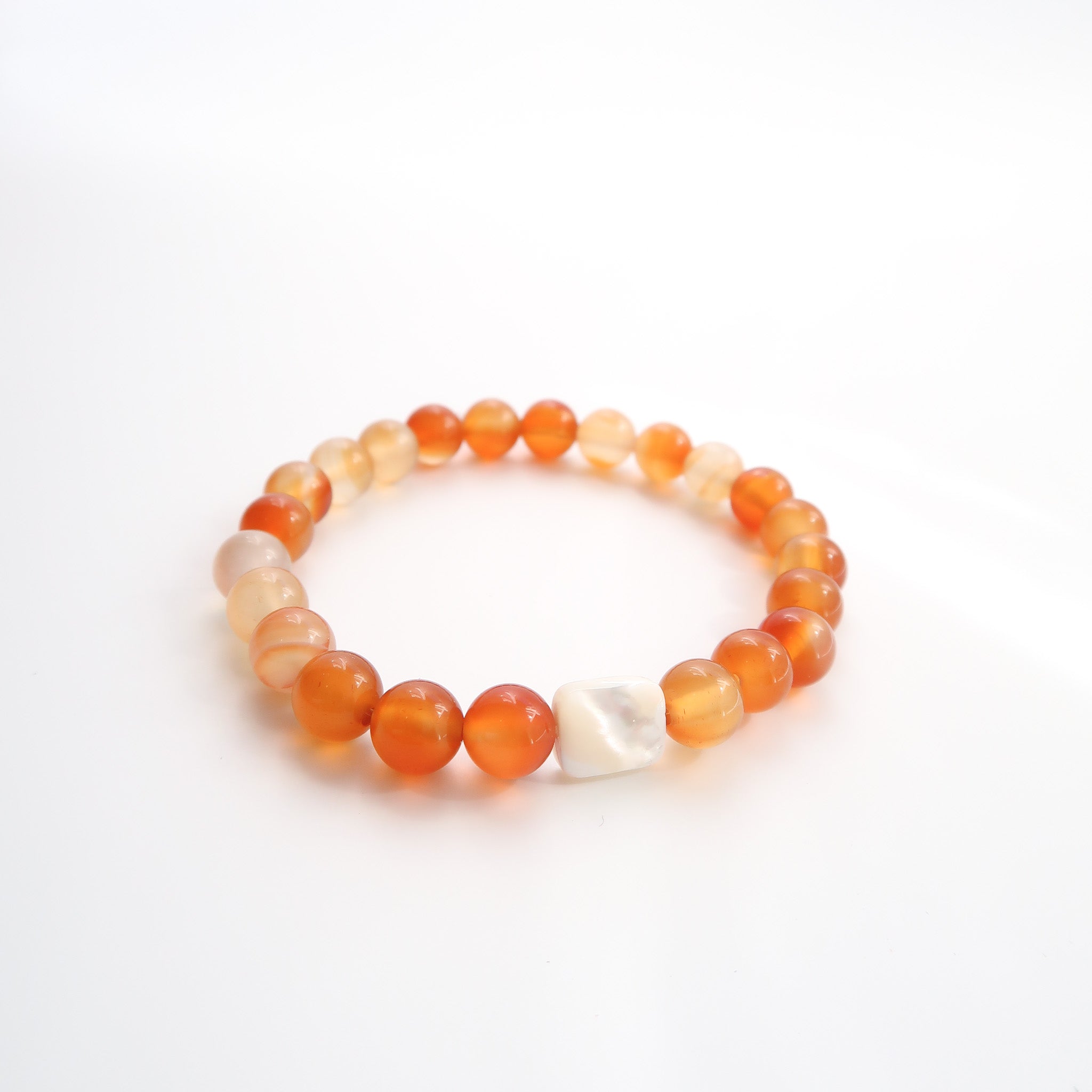 Orange Agate & Mother of Pearl Bracelet