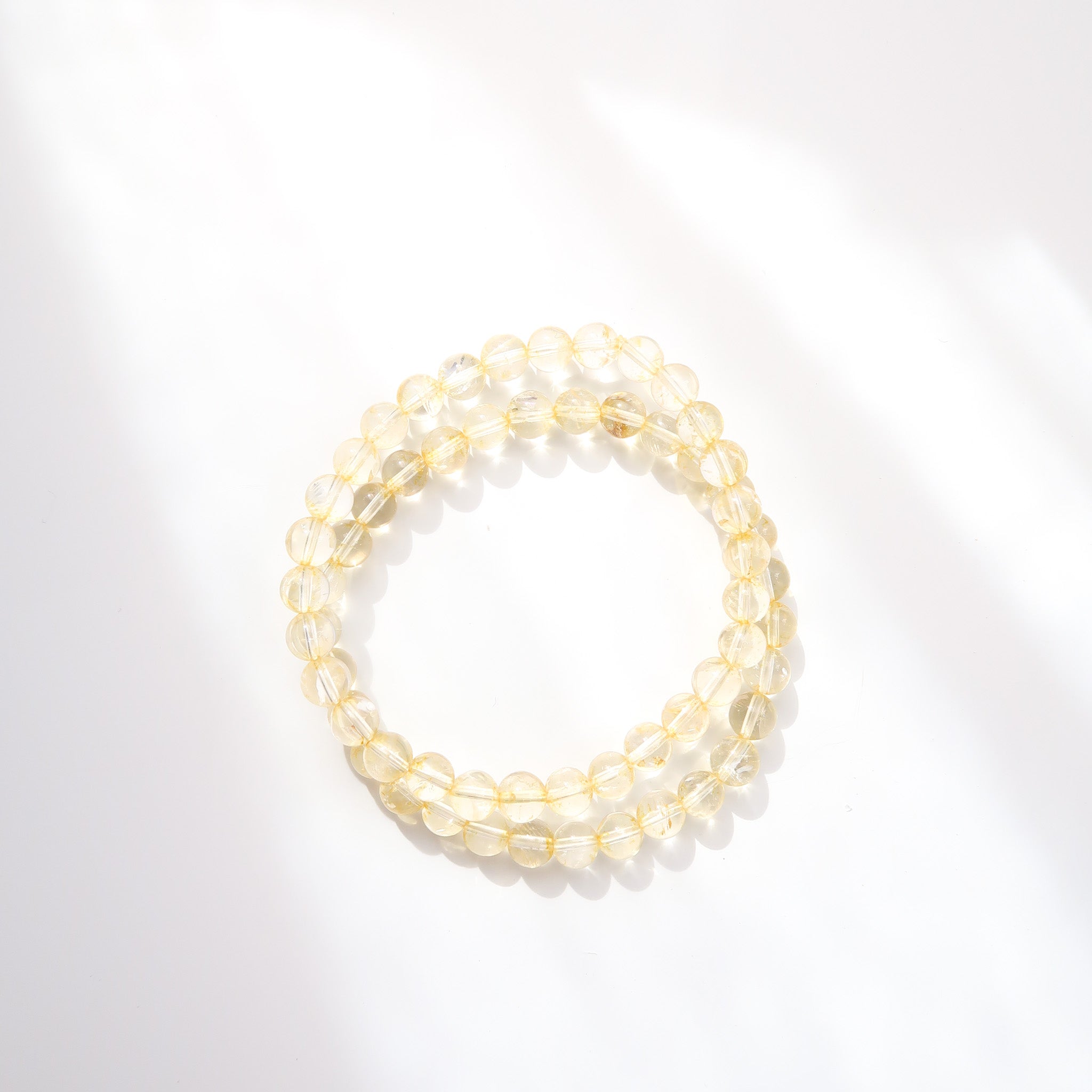 Two Desert Rose One Size Yellow Citrine 6mm Crystal Bead Bracelets