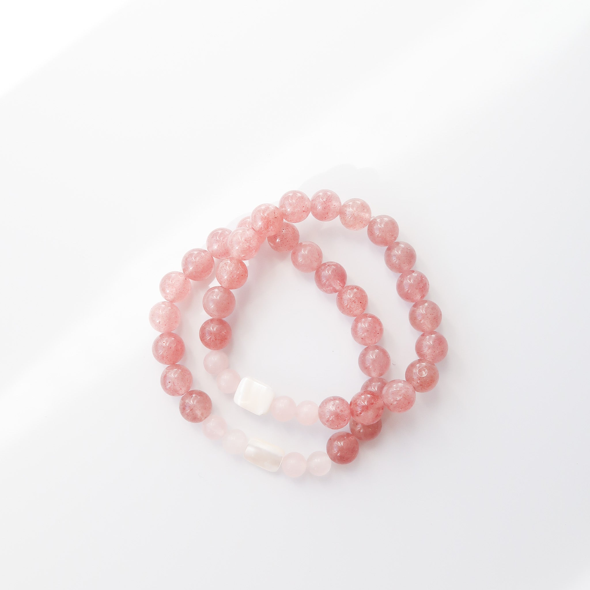 Strawberry Quartz & Rose Quartz with Mother of Pearl Bracelet