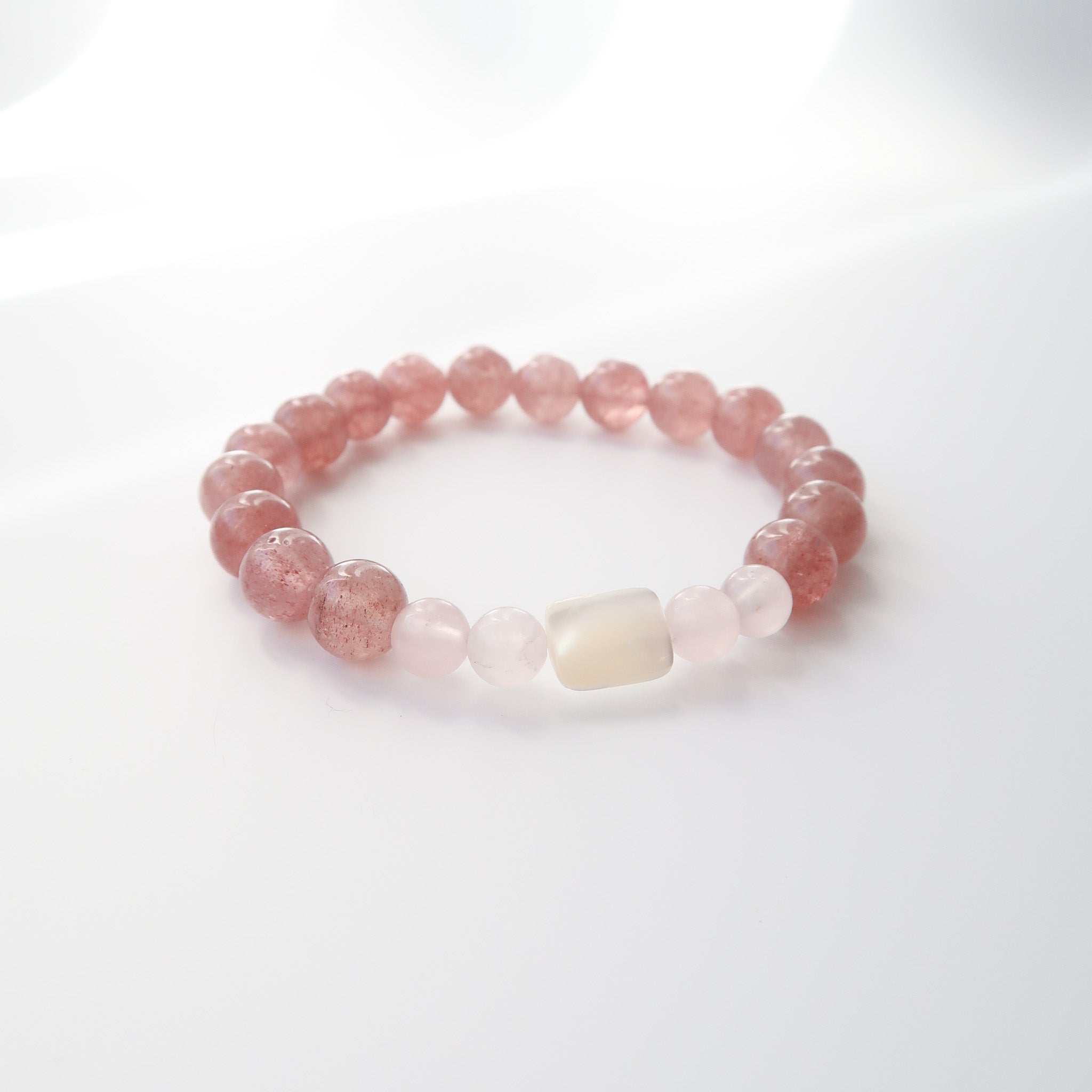 Strawberry Quartz & Rose Quartz with Mother of Pearl Bracelet