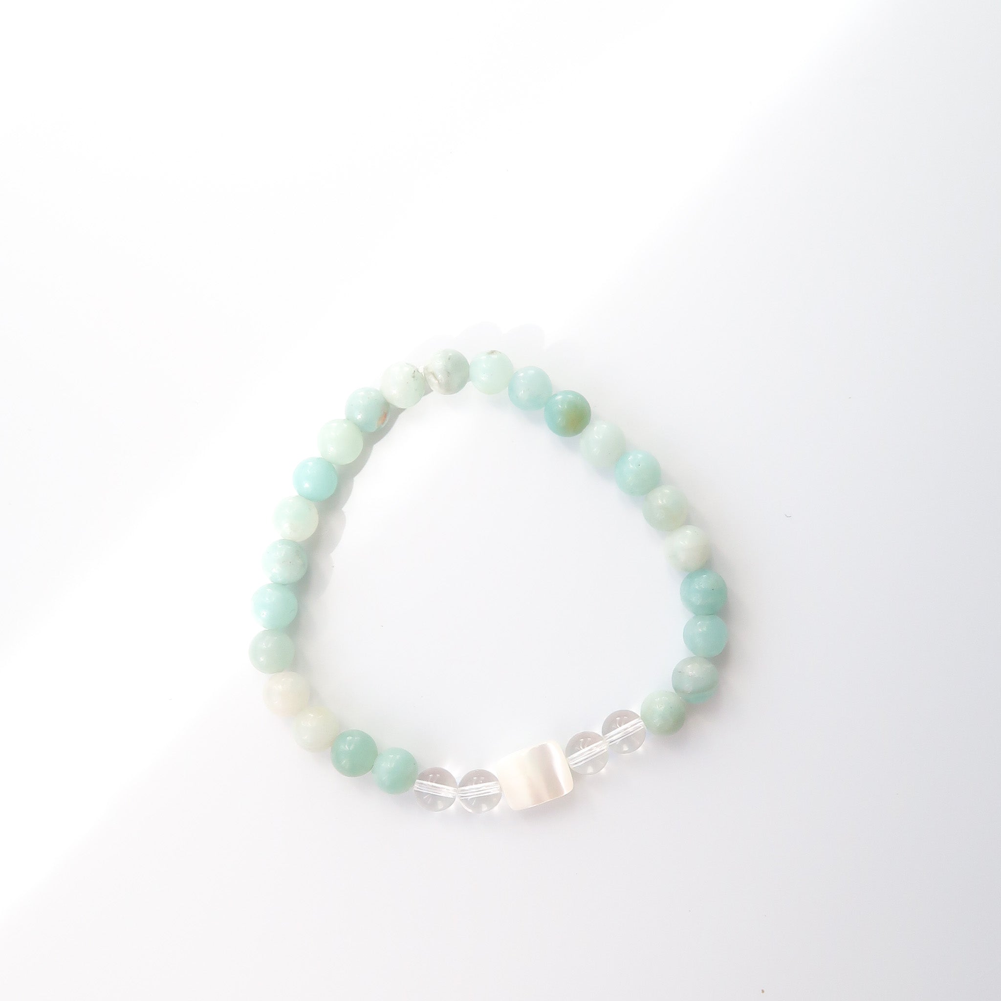 Amazonite & Clear Quartz with Mother of Pearl Bracelet