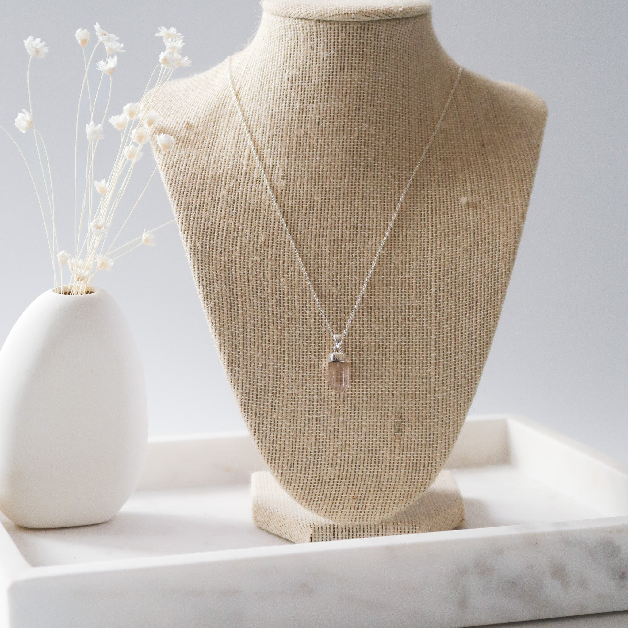 Crystal Point Necklace with Sterling Silver Chain