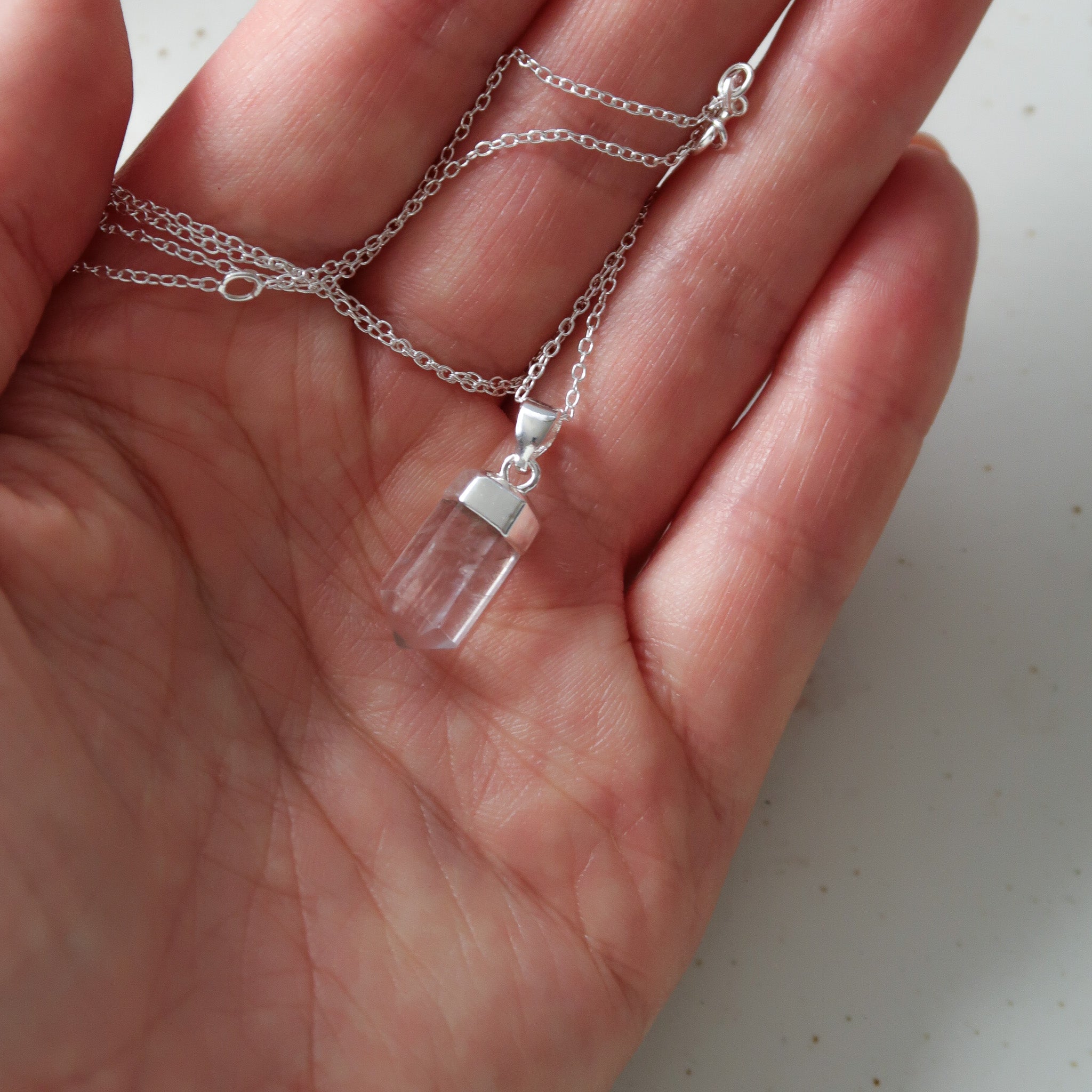 Crystal Point Necklace with Sterling Silver Chain