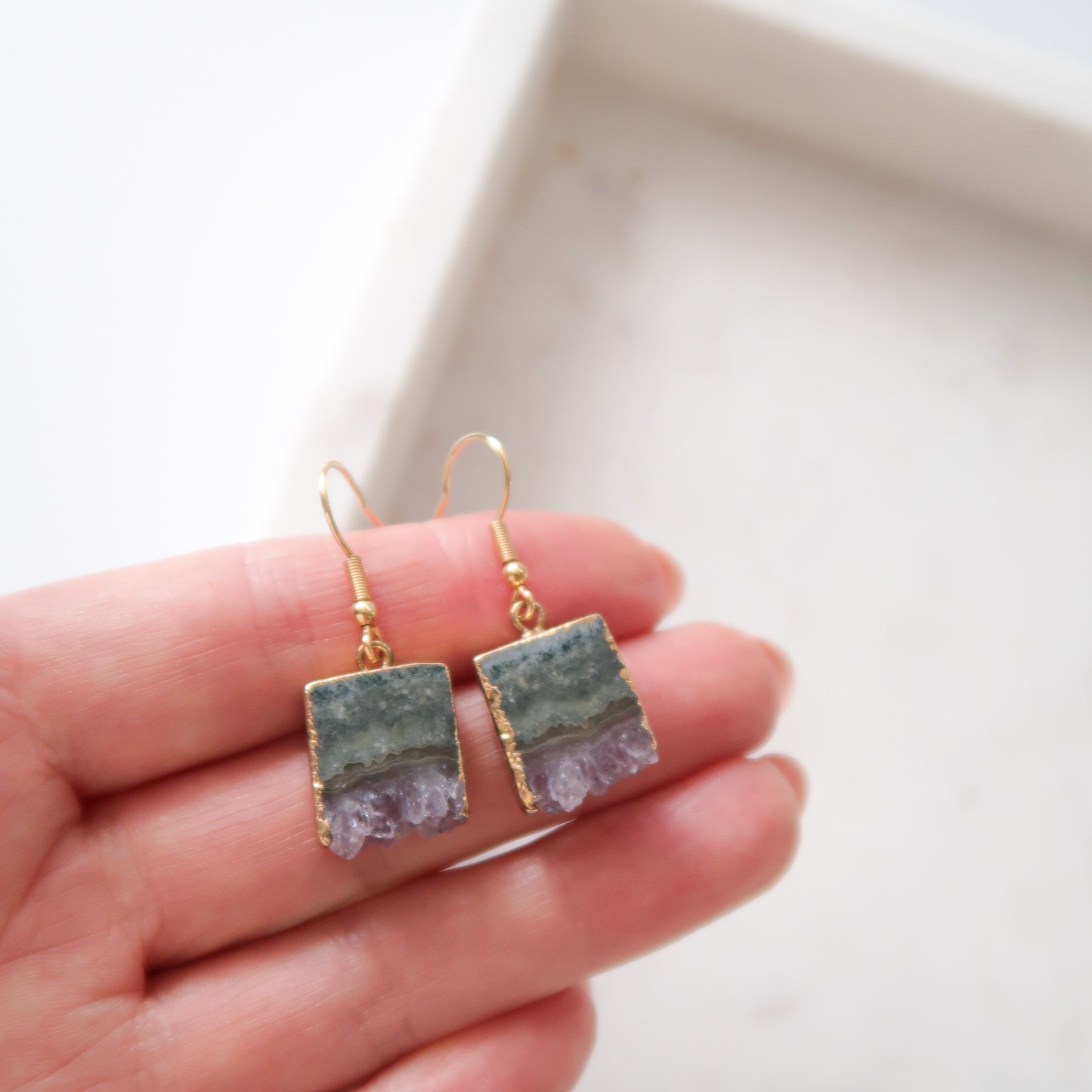 Amethyst Slice Earrings