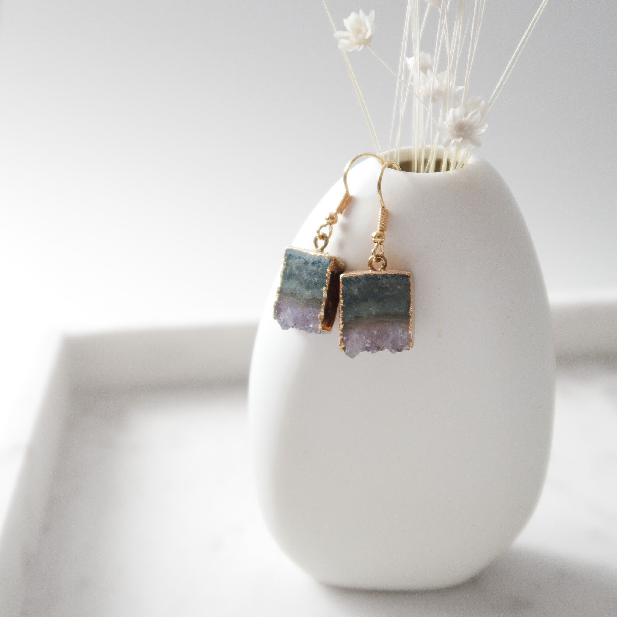 Amethyst Slice Earrings