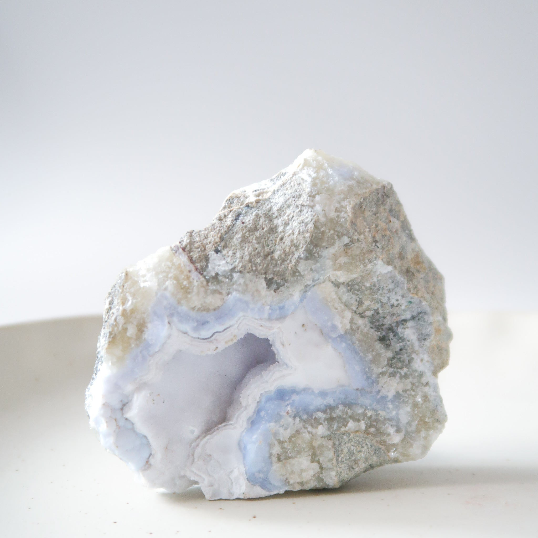 Natural 8cm Raw Drusy Blue Lace Agate Crystal Geode