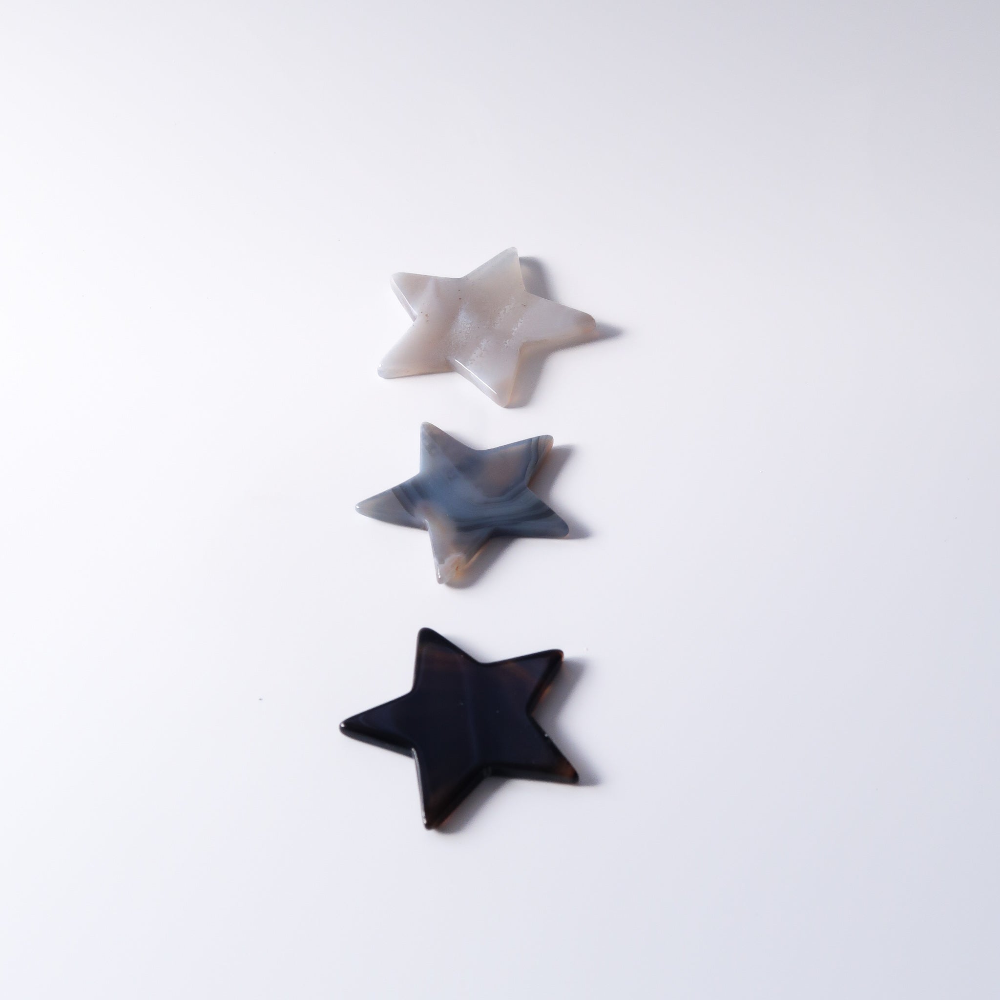 Natural Blue, Black and Grey Polished Agate Shaped Stars