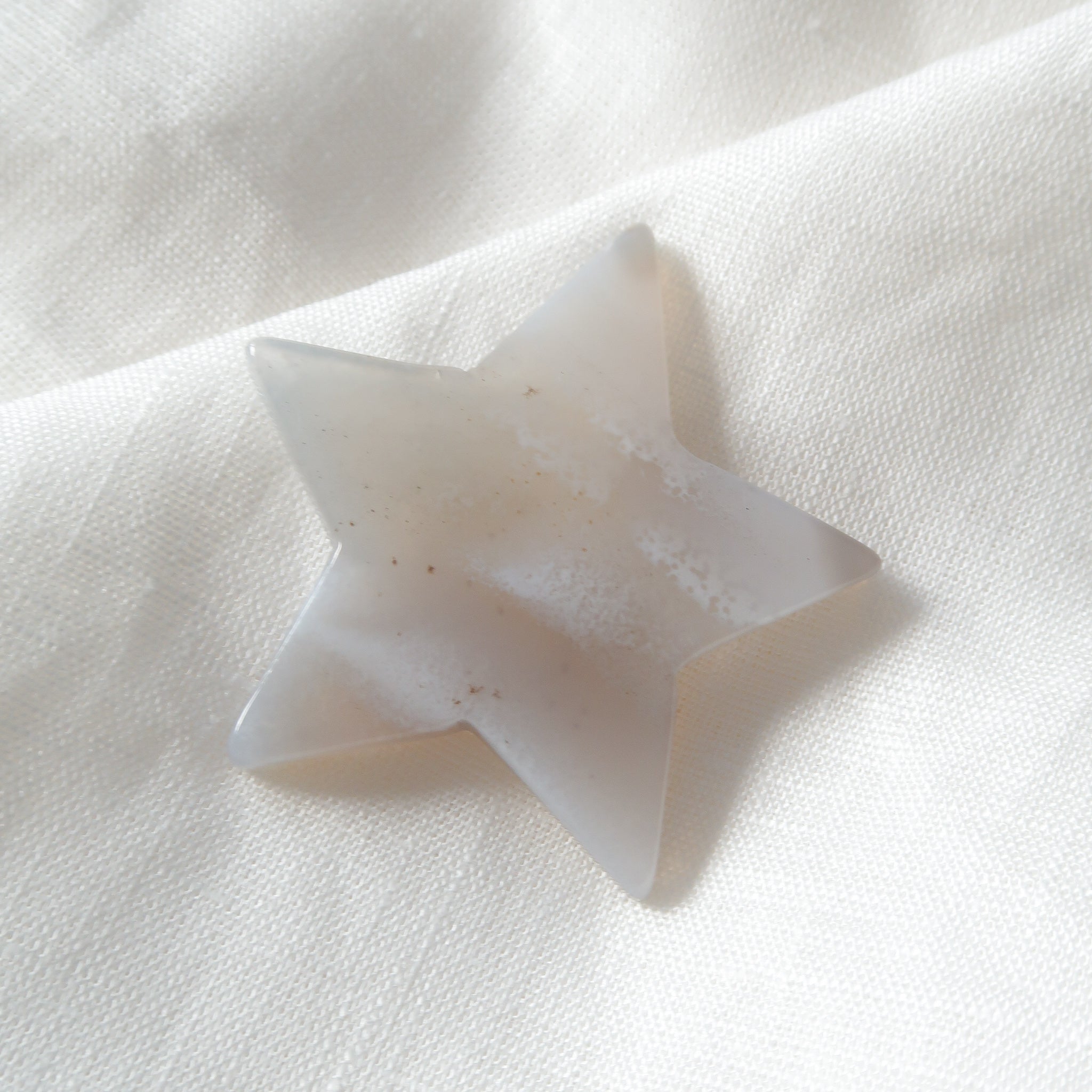 Natural Cloudy Grey Polished Agate Star Shape