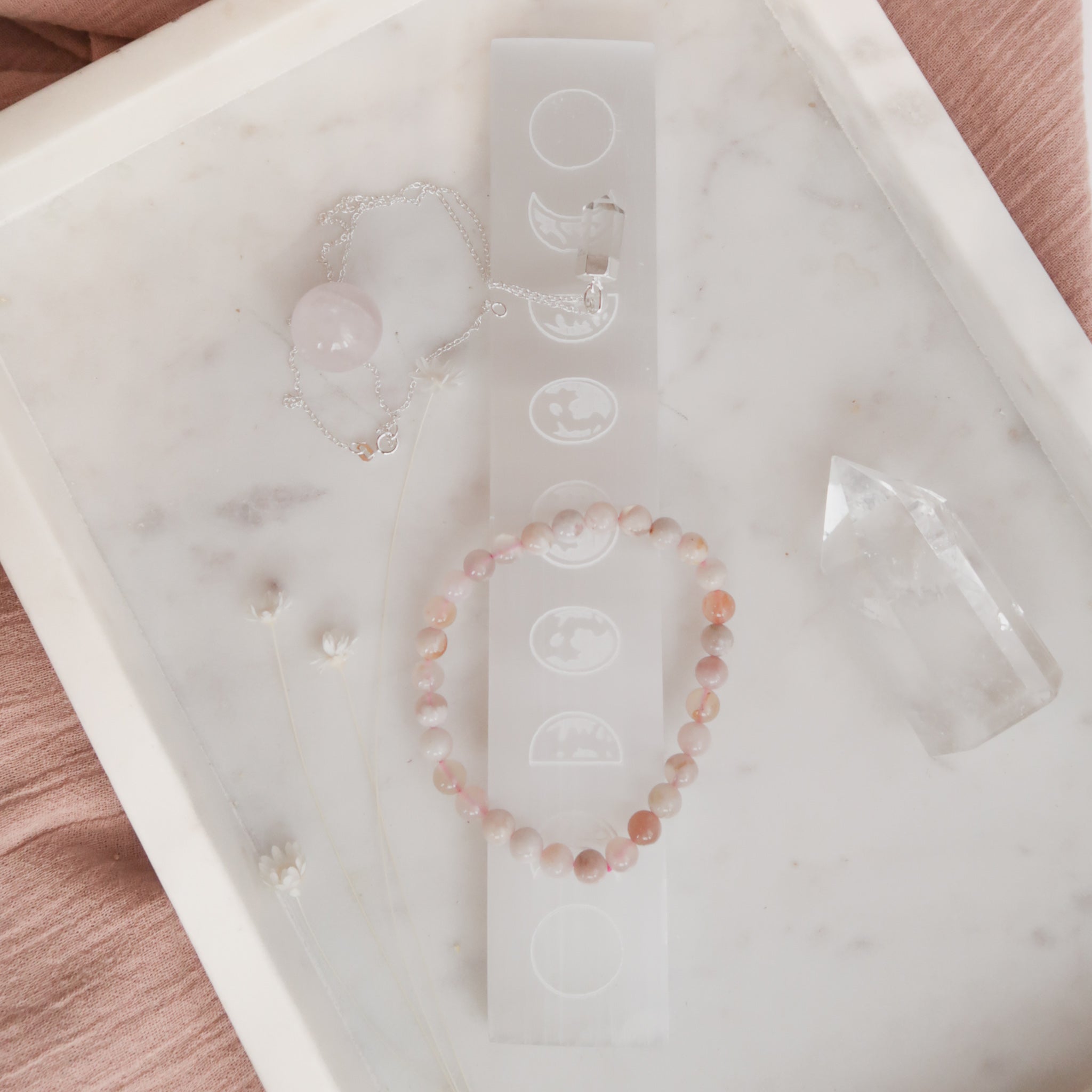 Selenite Etched Moon Phase Wand