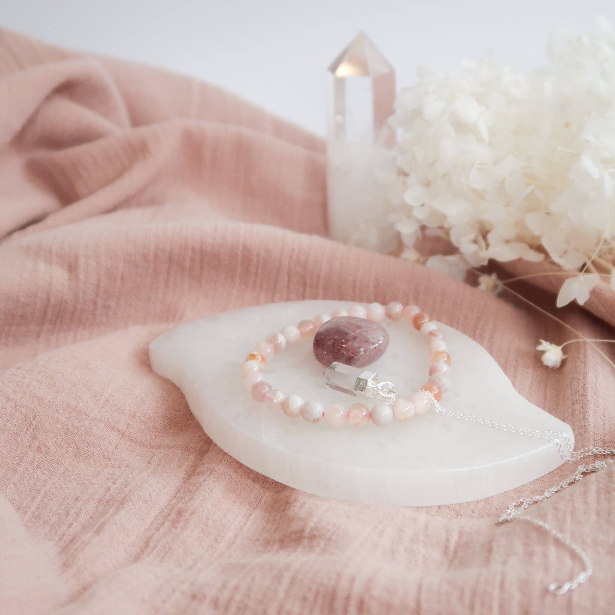 Selenite Leaf Charging Plate