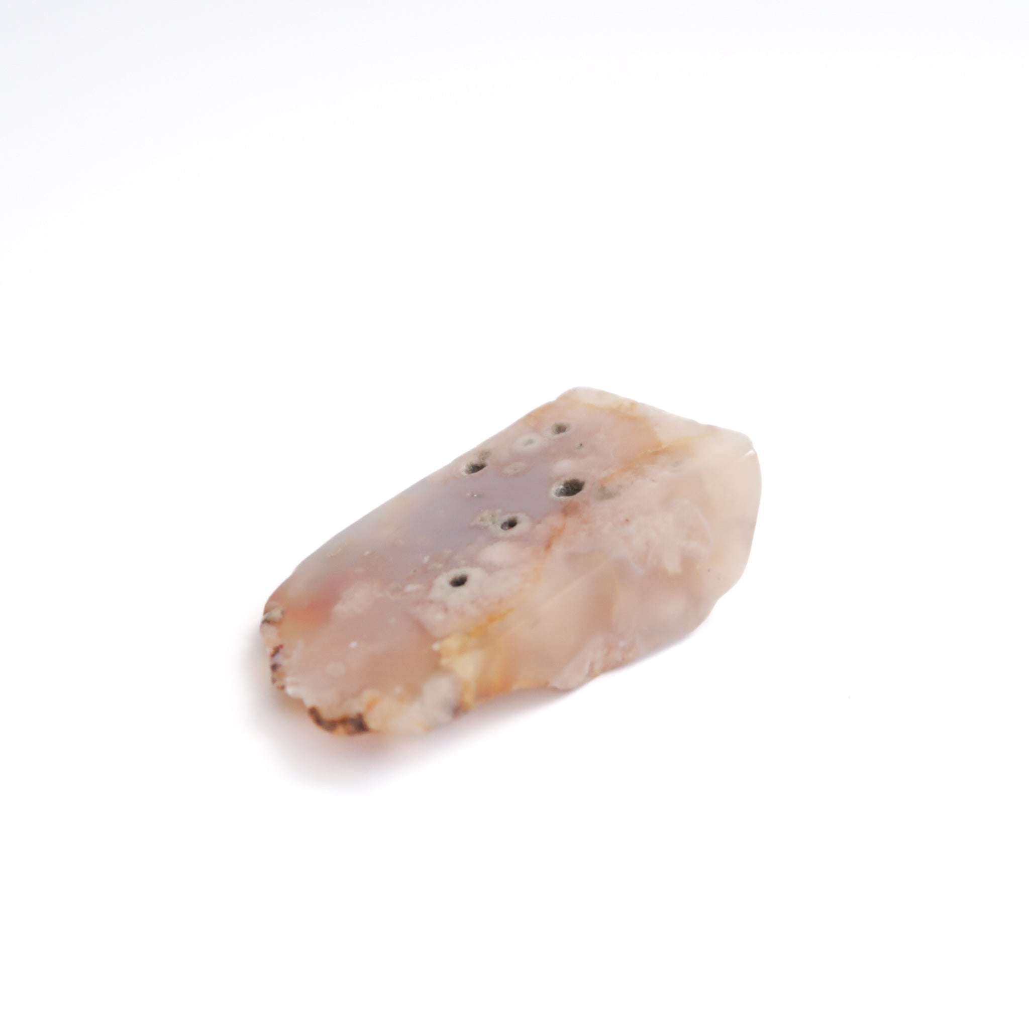 Small Natural Semi Polished Pink Flower Agate Crystal Piece