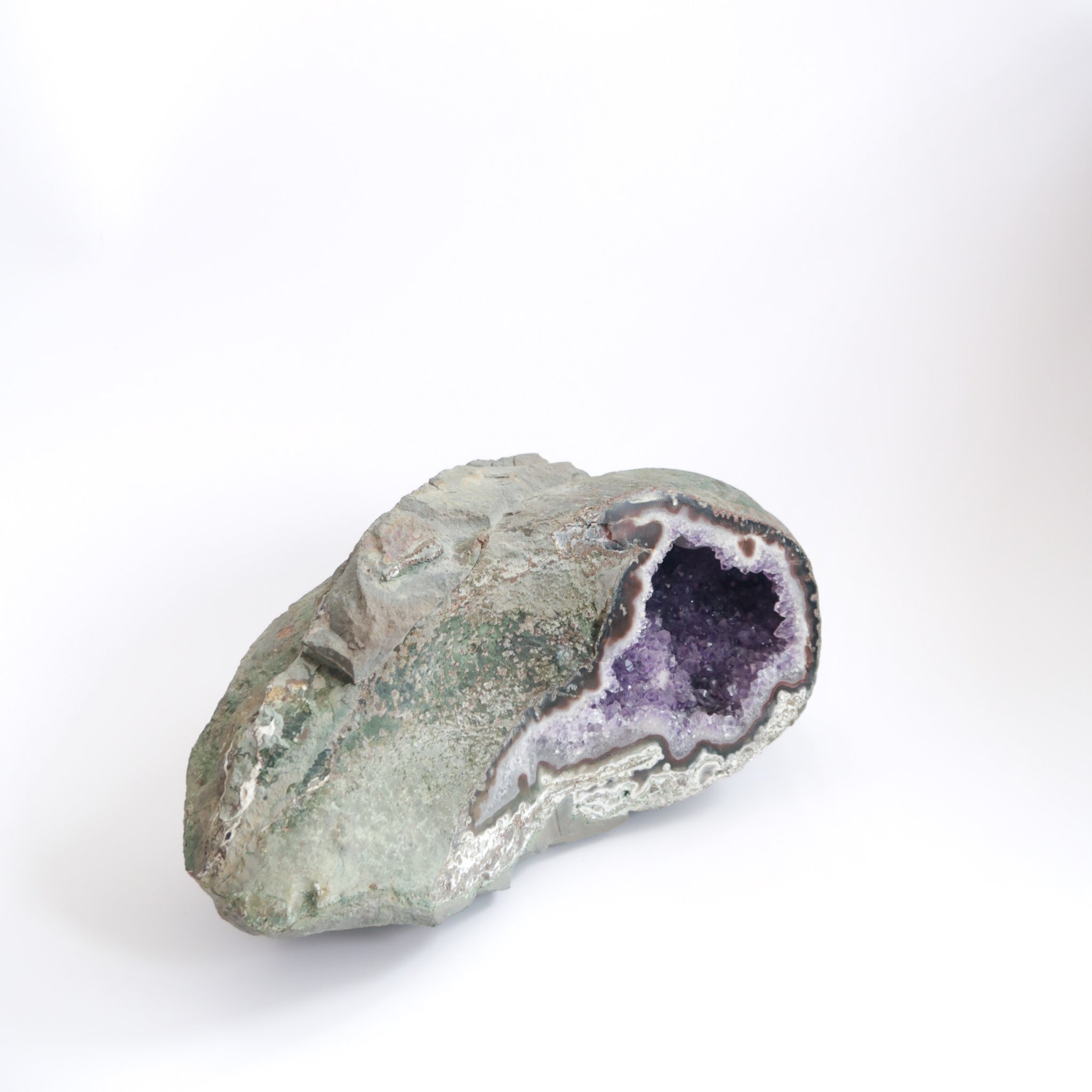Amethyst Geode with White Calcite Inclusion