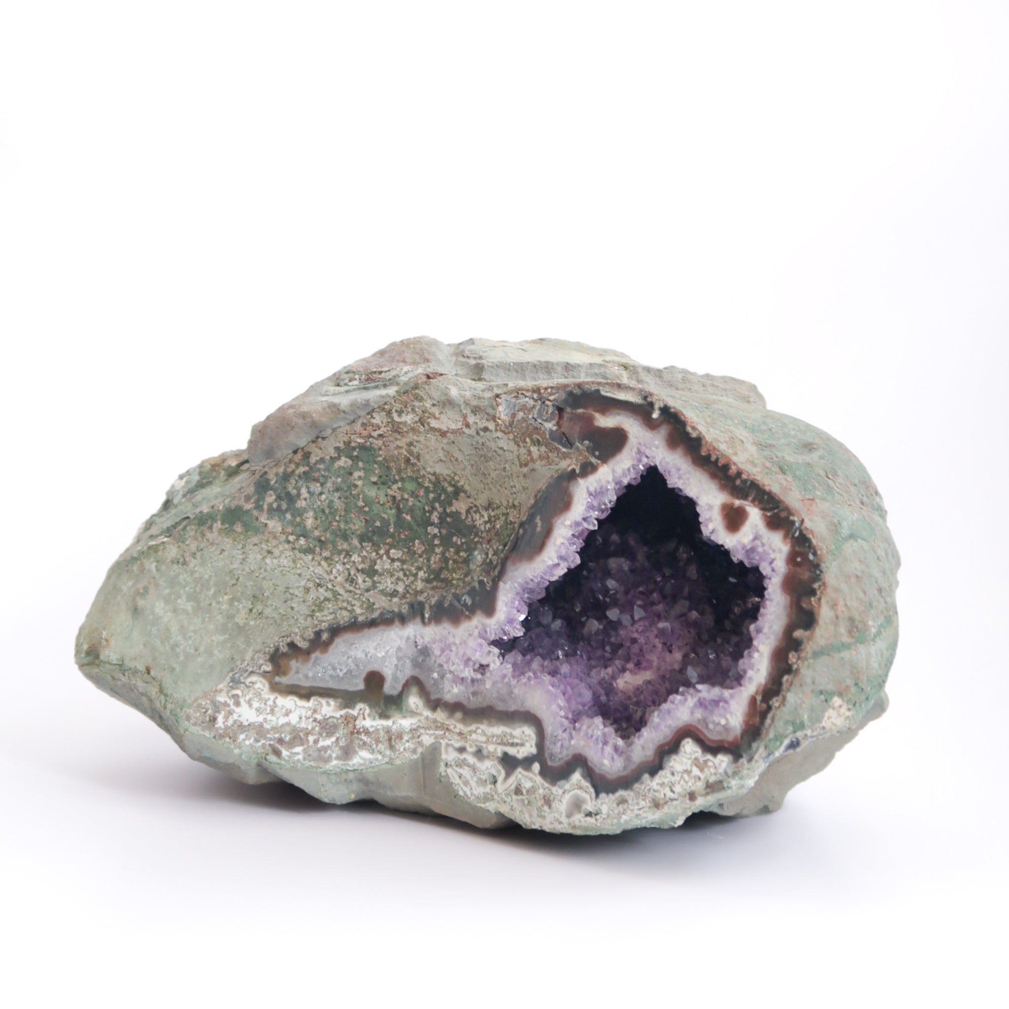 Amethyst Geode with White Calcite Inclusion