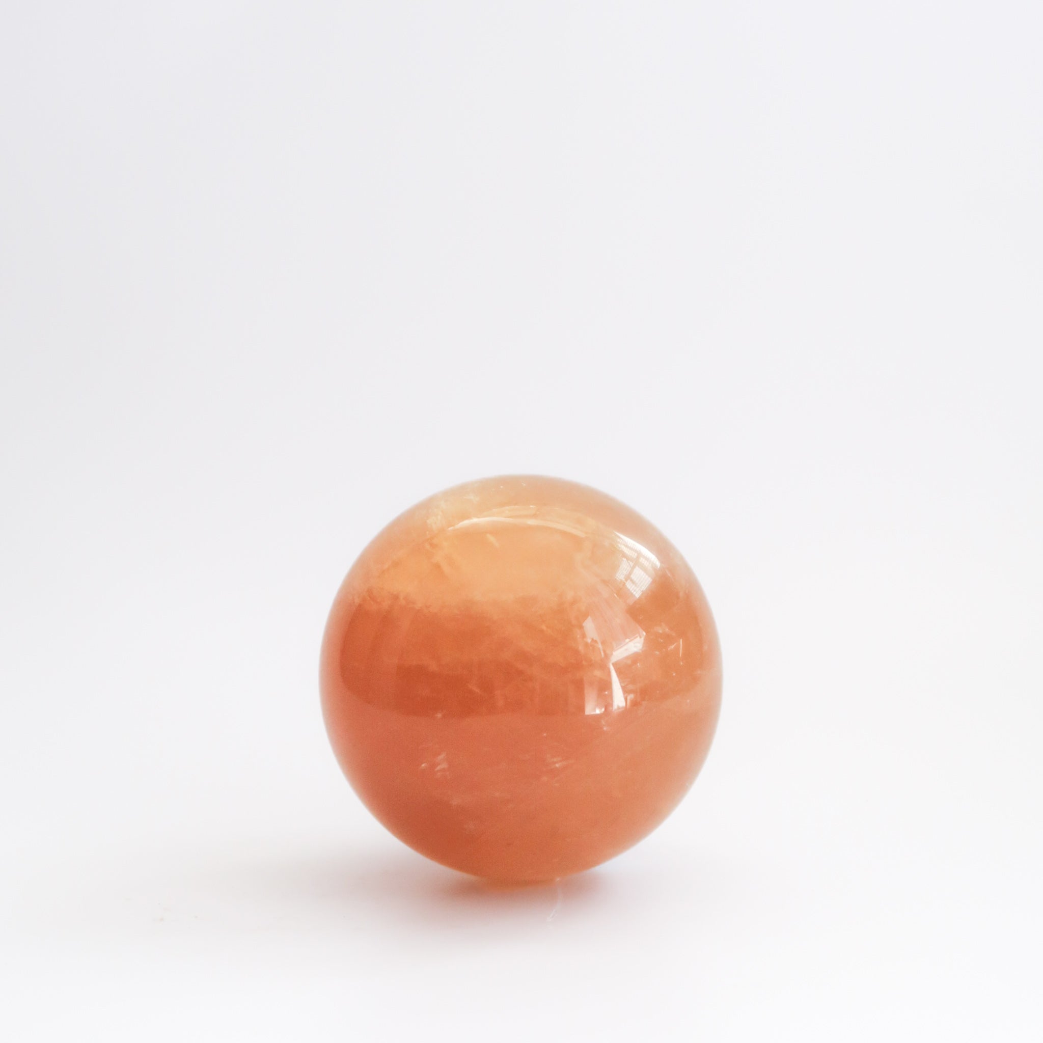 Natural Large Polished Yellow Orange Honey Calcite Crystal Sphere