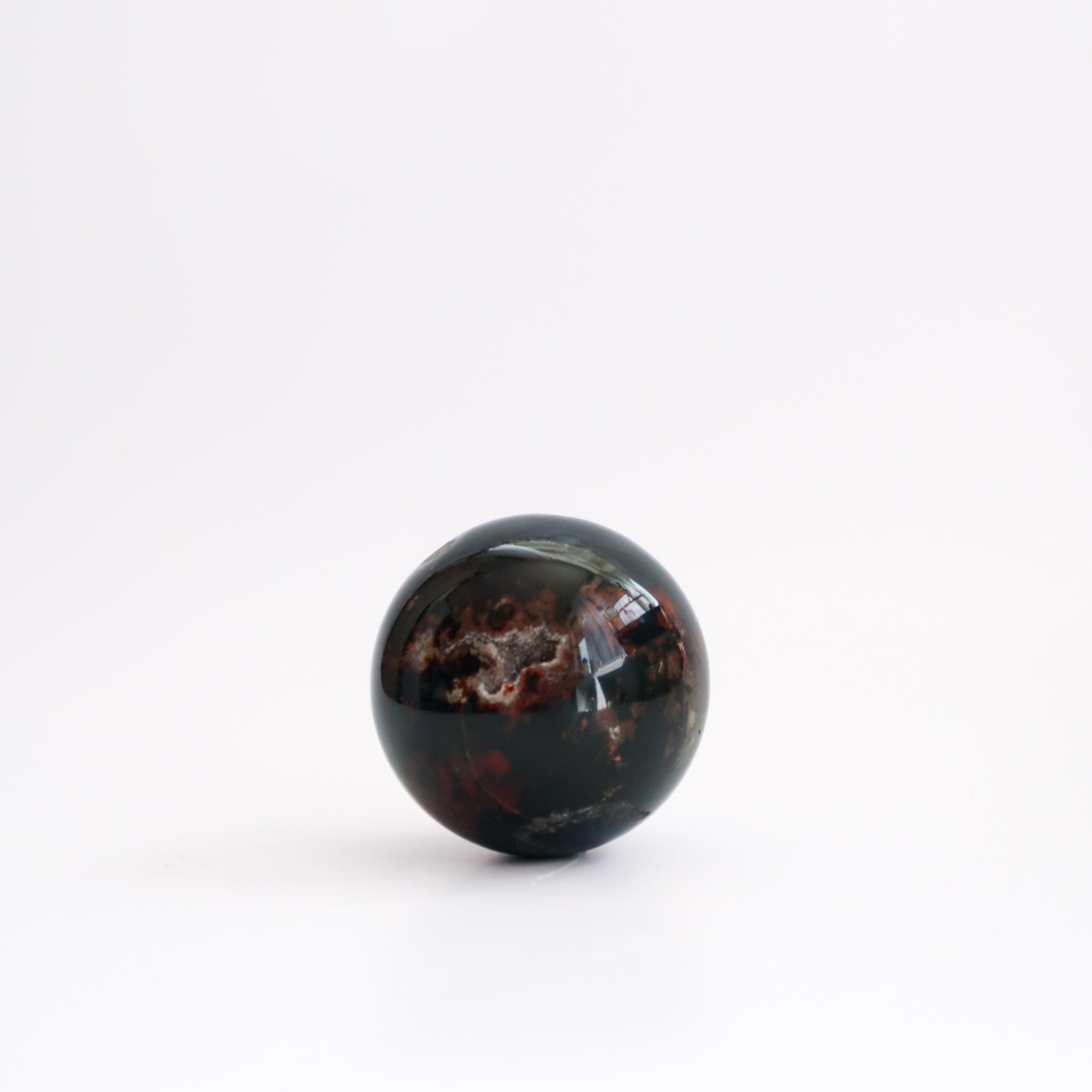 Natural Large Black and Red Polished Drusy Agate Sphere