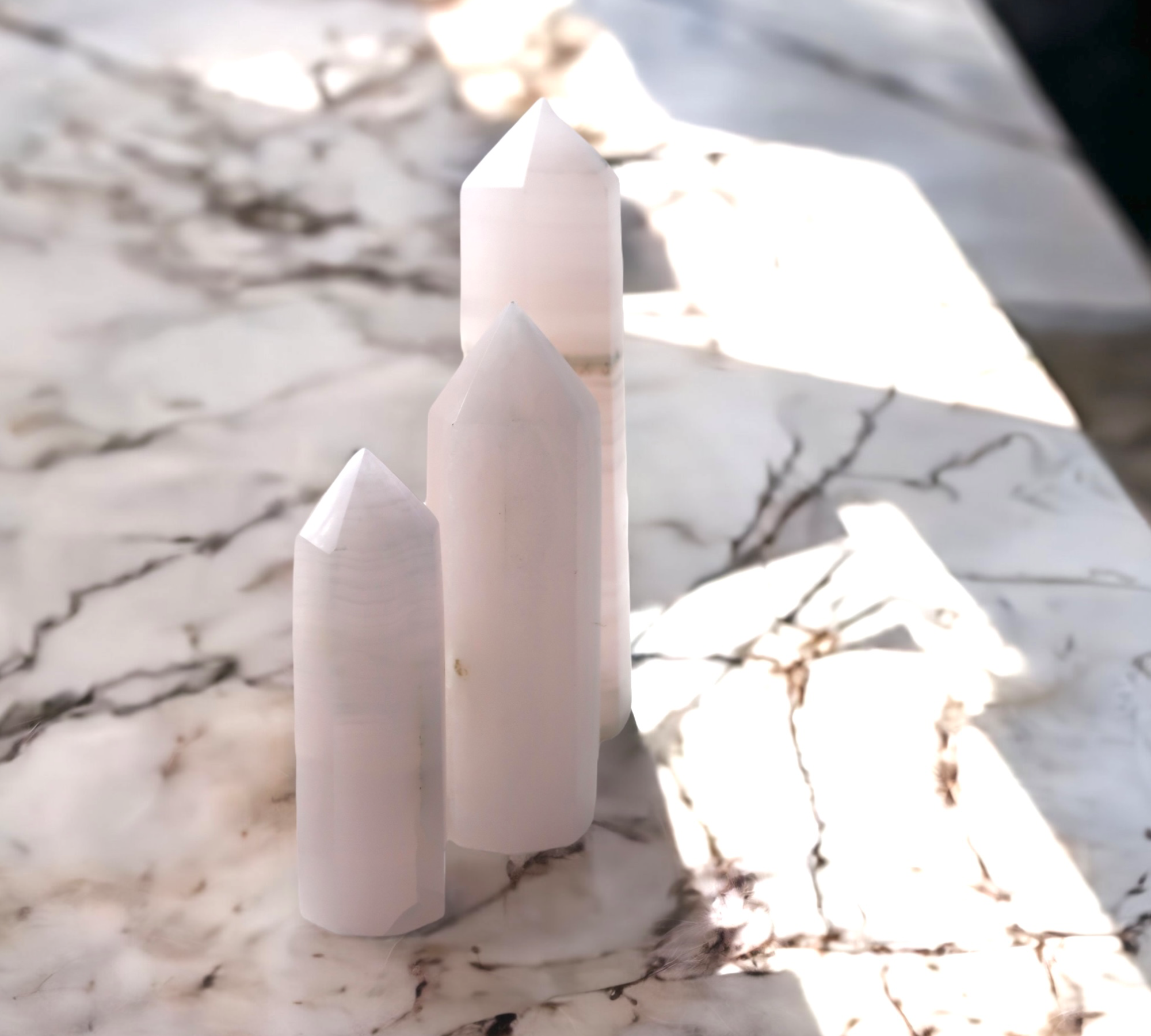 Pink Mangano Calcite Crystal Towers