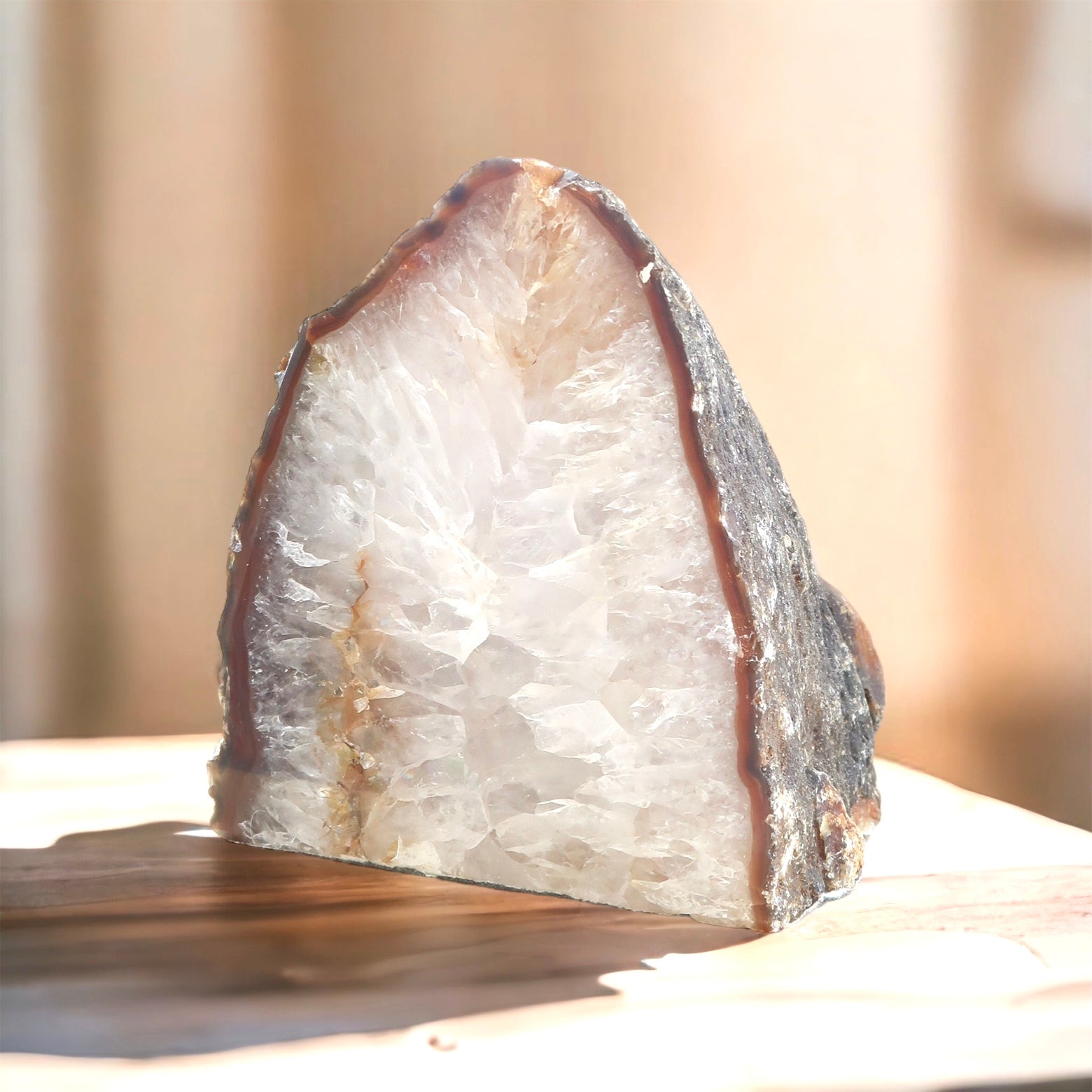 Natural Large Brown and White Semi Polished Agate Tea Light Holder
