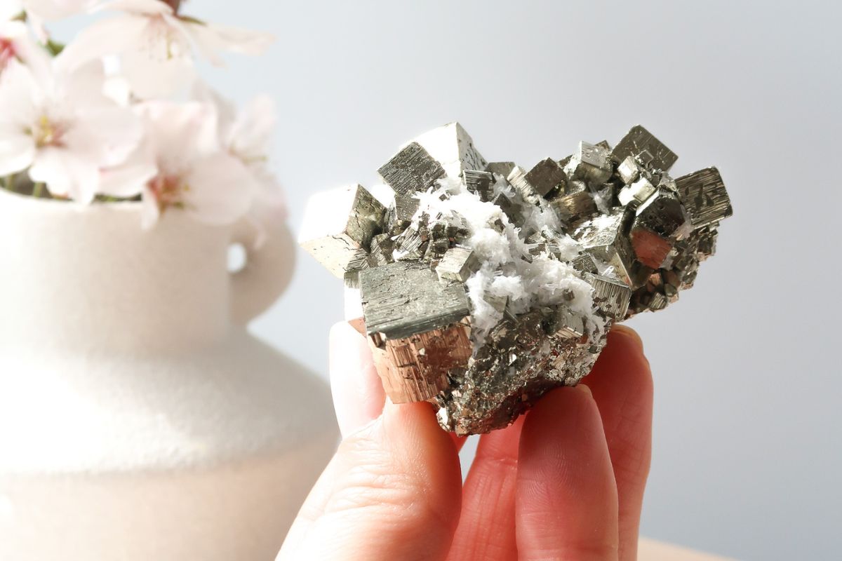 Pyrite crystal cluster with natural cube formation – spiritual protection and abundance crystal available online in New Zealand.